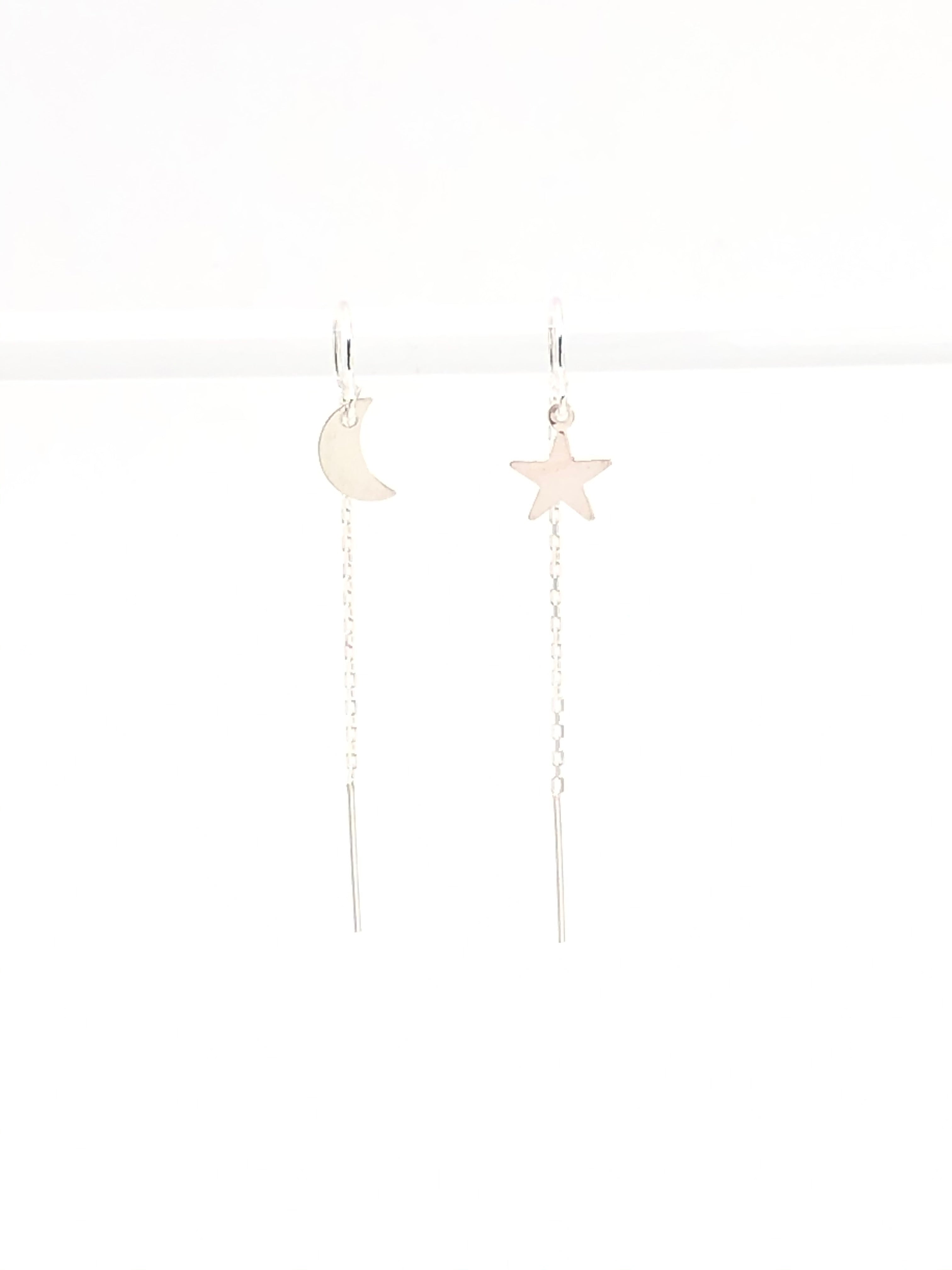 Star & Moon Threader Earrings gold fill