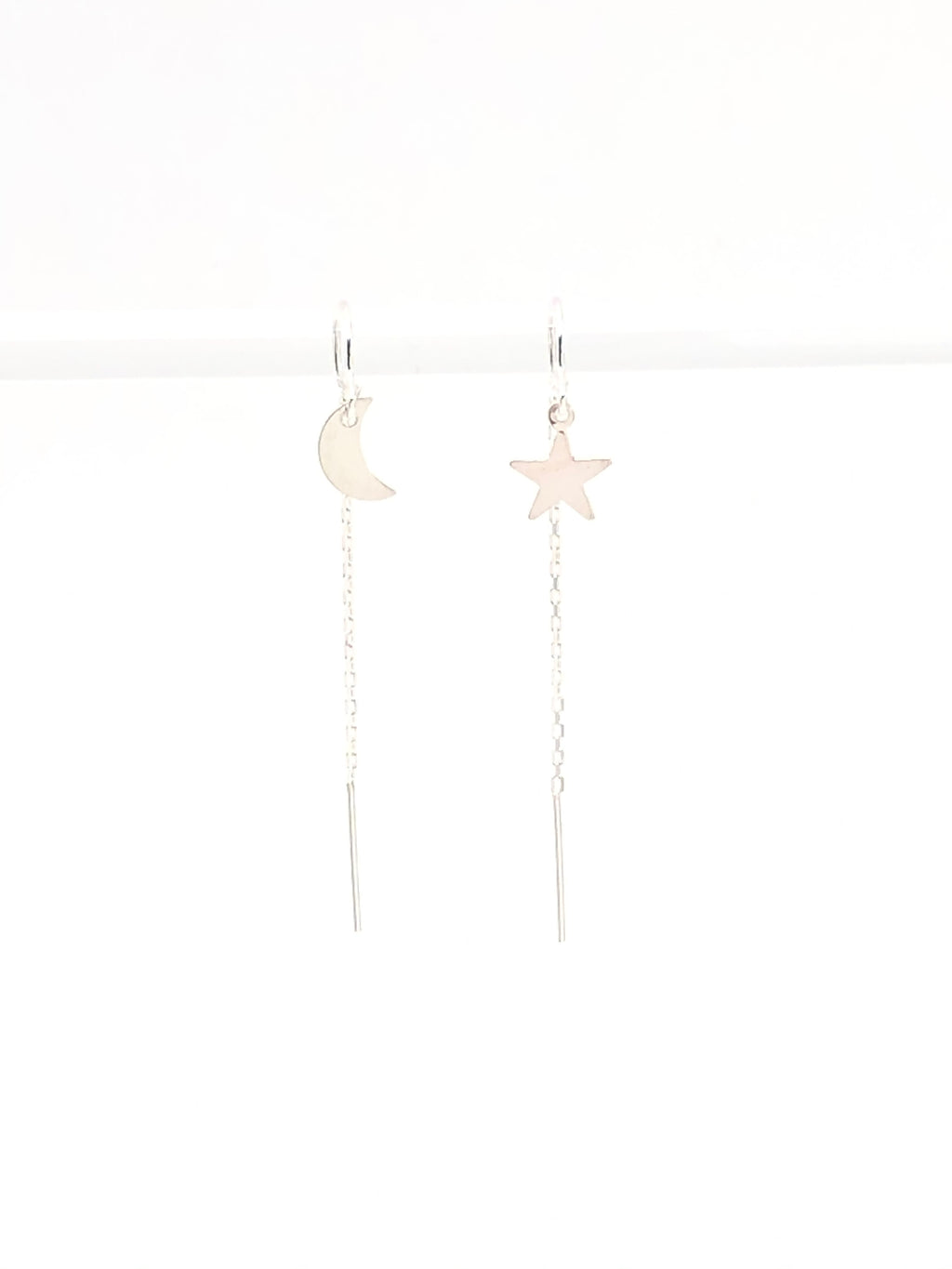 Star & Moon Threader Earrings silver