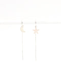 Star & Moon Threader Earrings silver