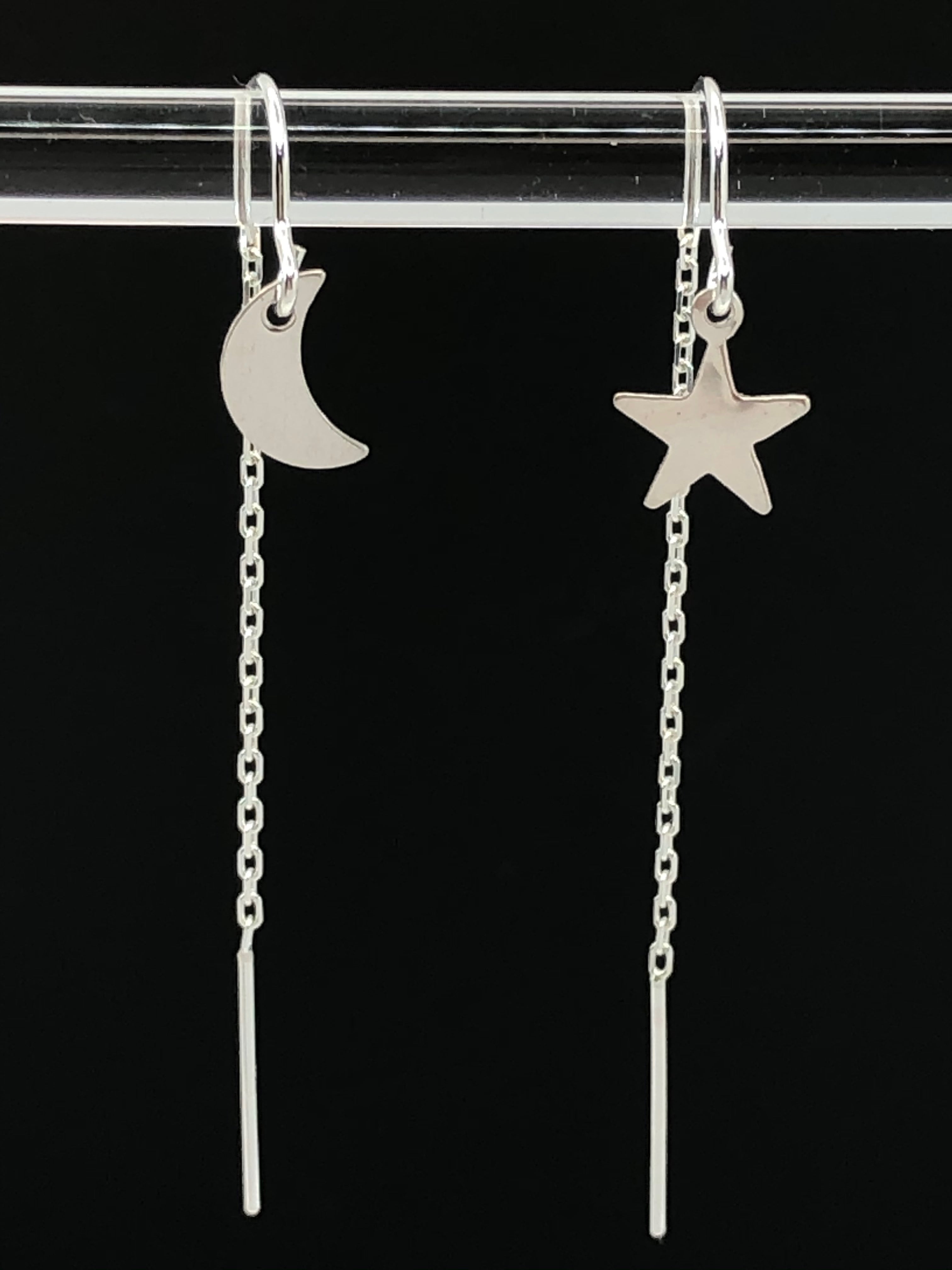 Star & Moon Threader Earrings gold fill