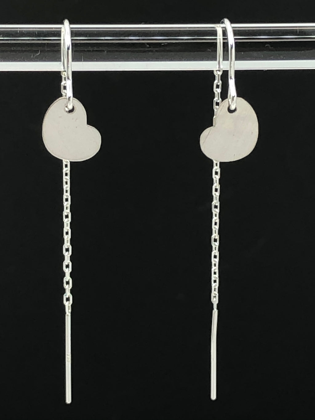 Silver Heart Threader Earrings