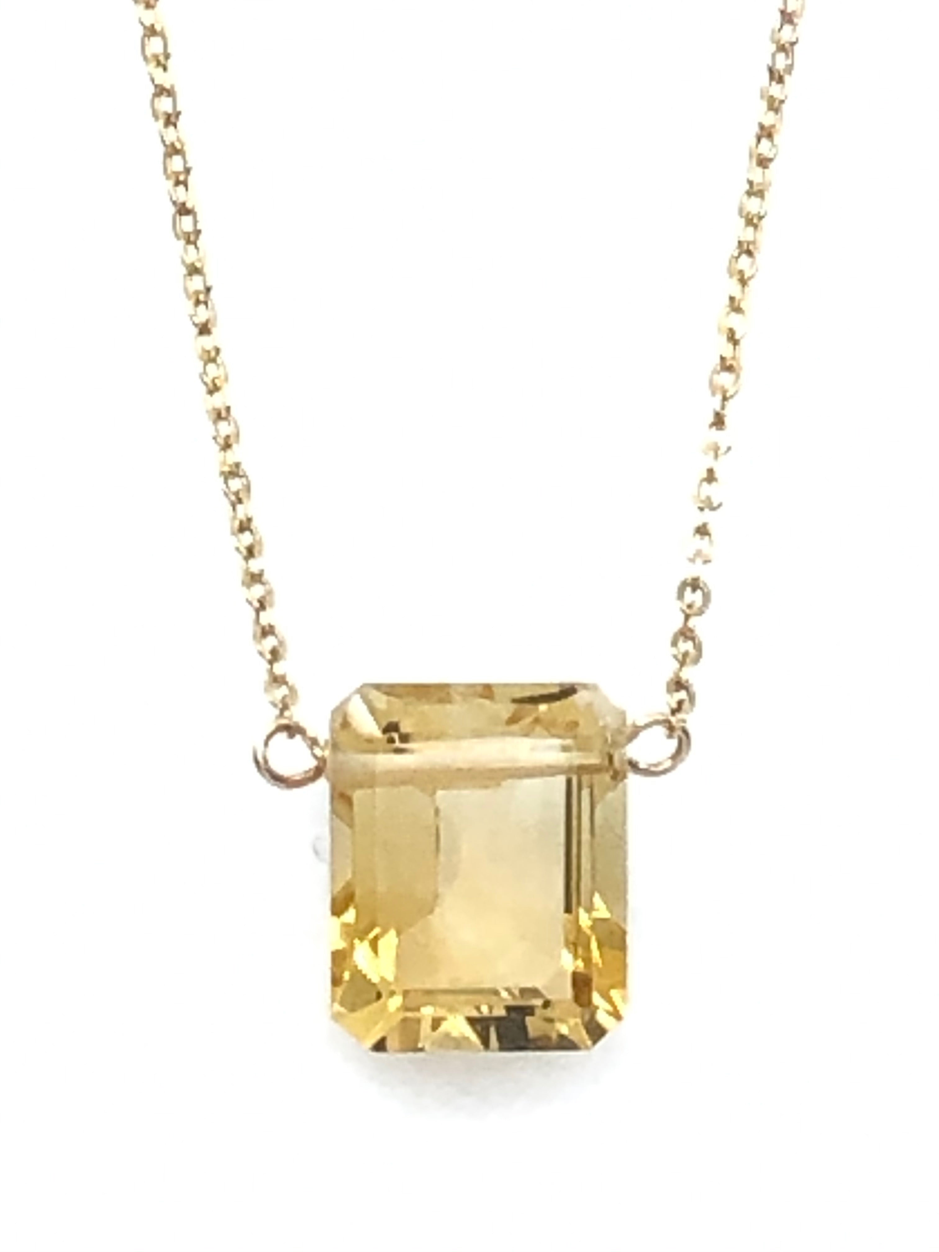 Citrine Emerald Cut Necklace