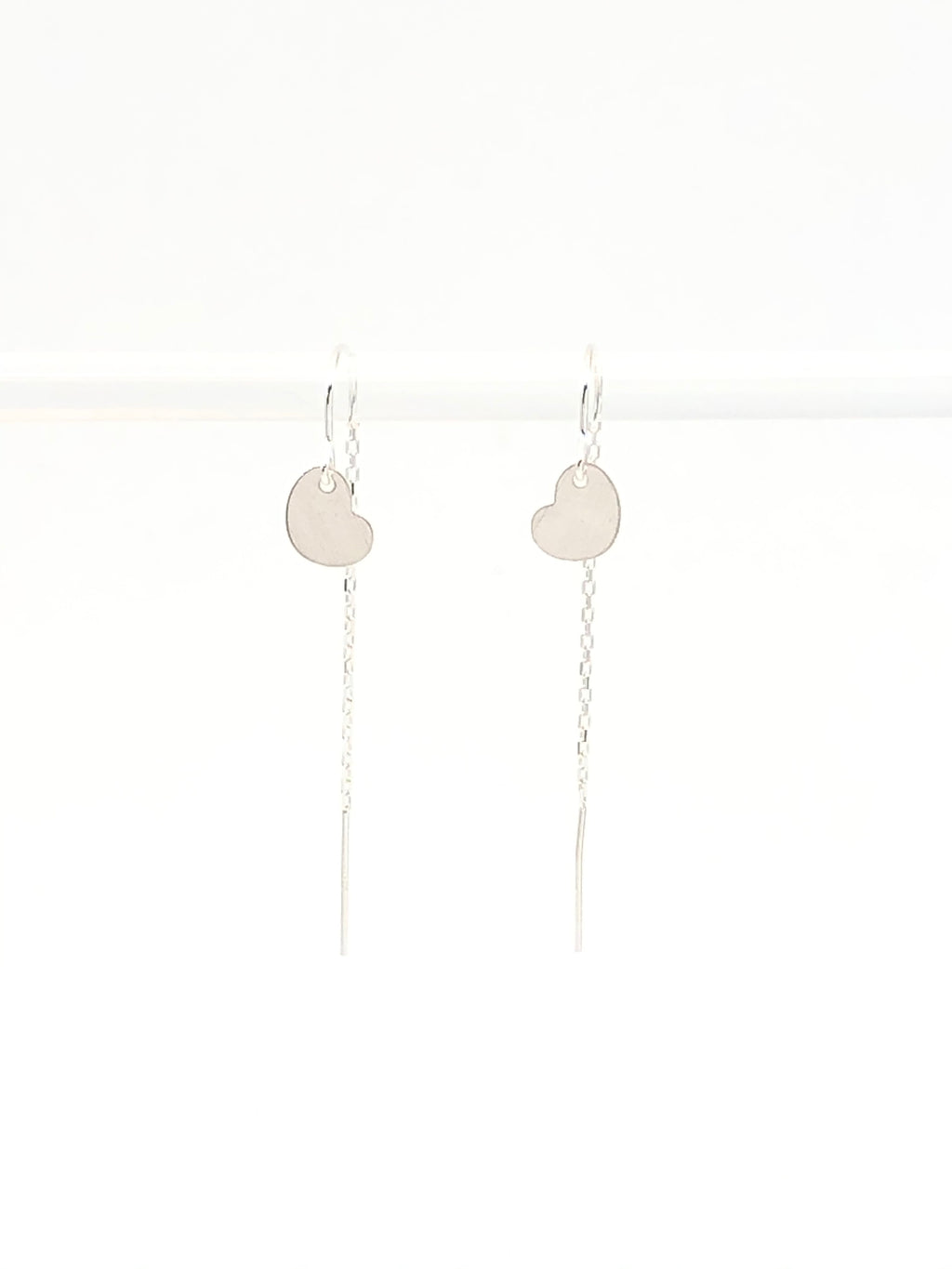 Silver Heart Threader Earrings
