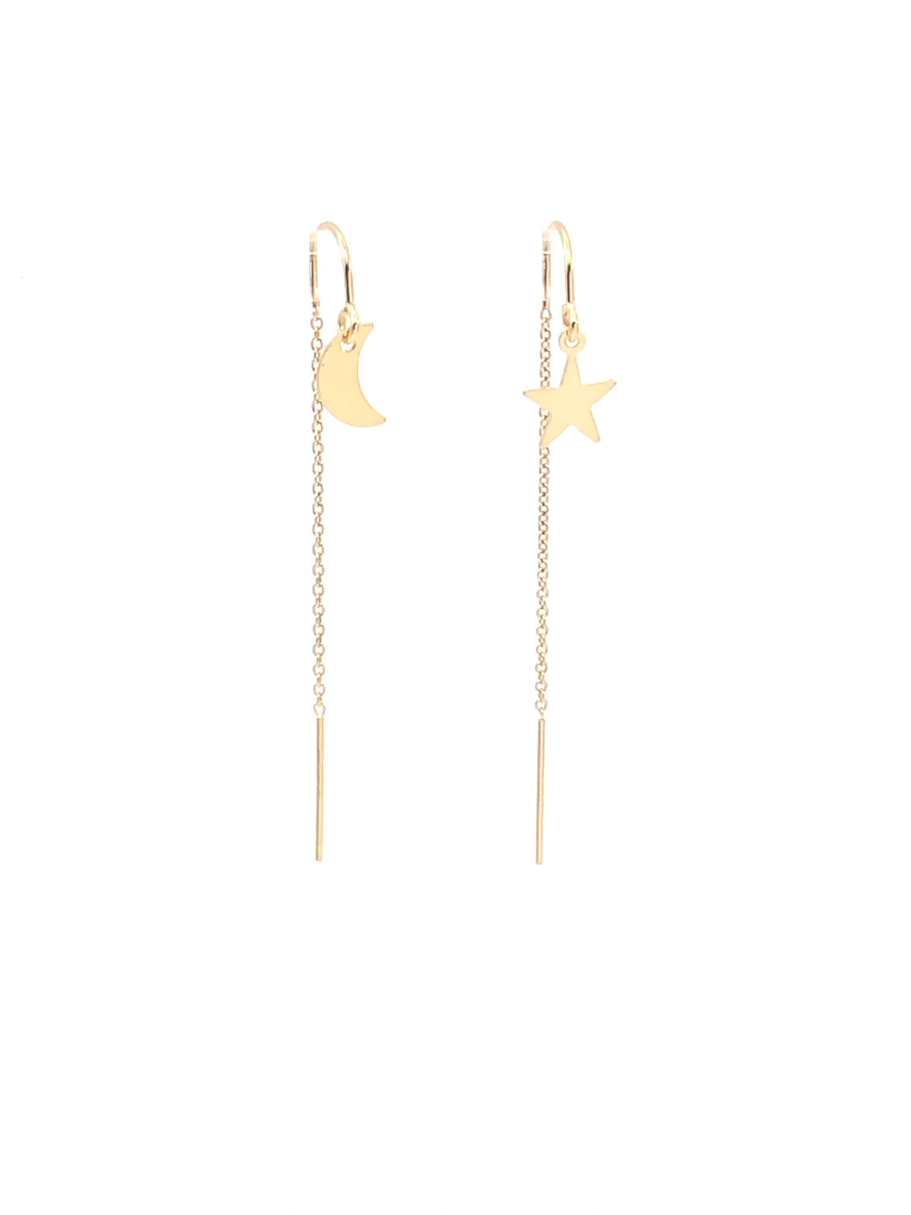 Star & Moon Threader Earrings silver