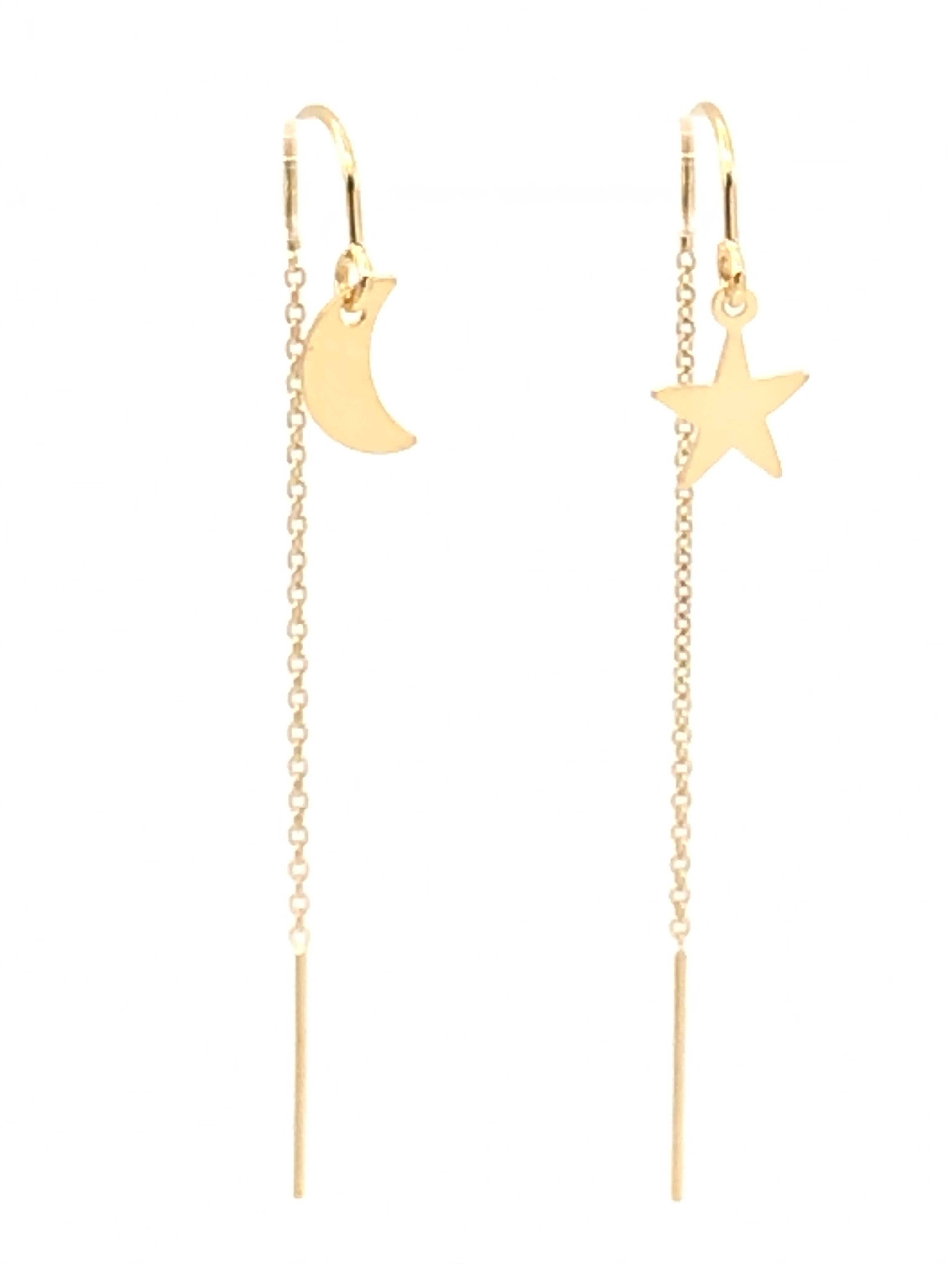 Star & Moon Threader Earrings silver