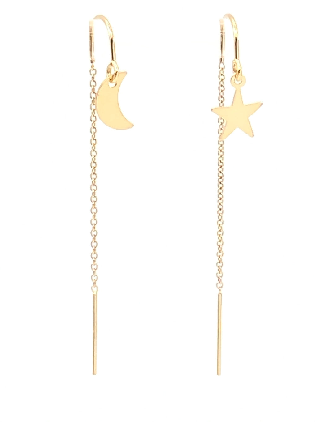 Star & Moon Threader Earrings gold fill