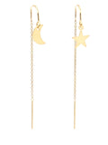 Star & Moon Threader Earrings gold fill