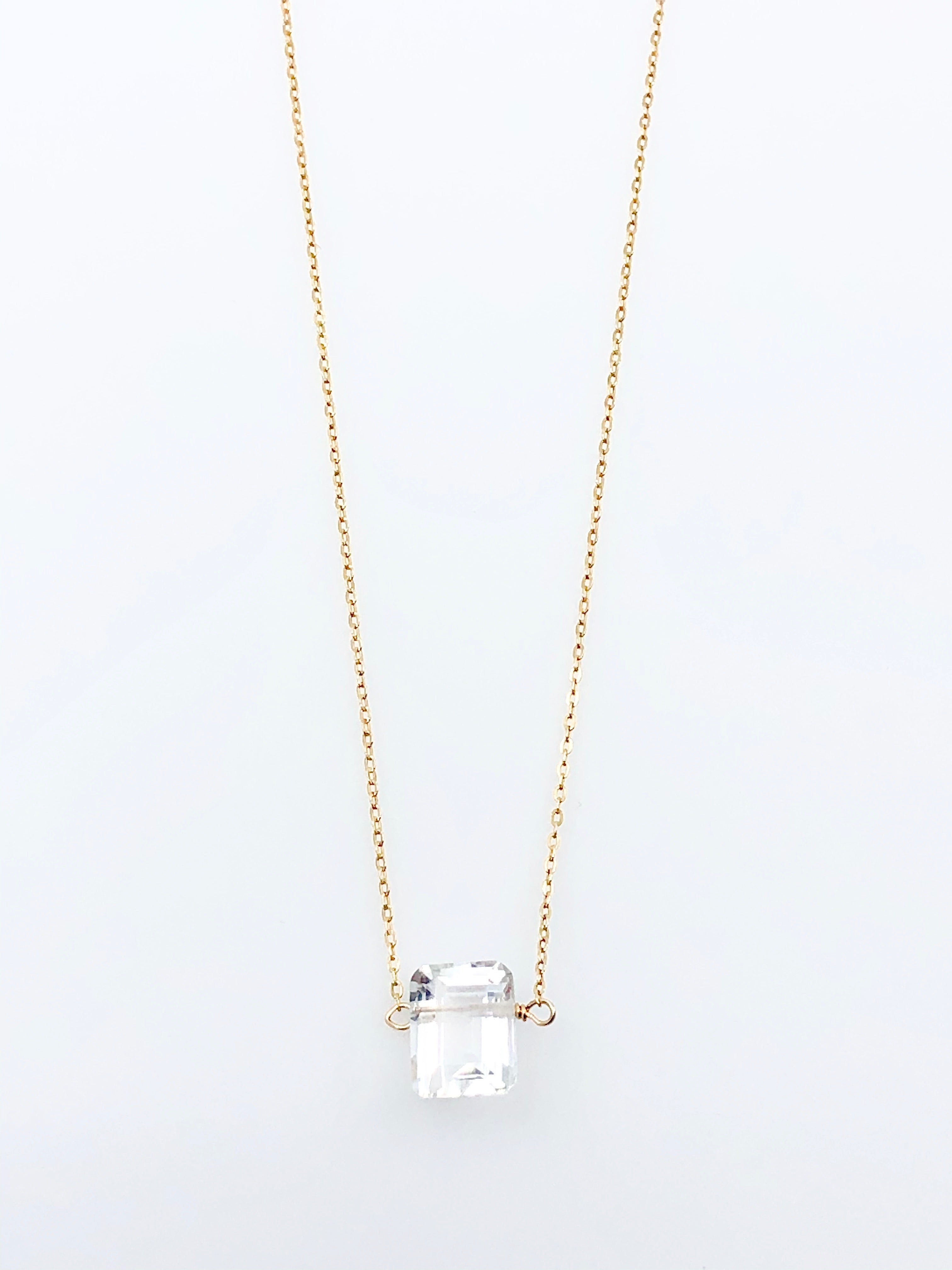 Crystal Quartz Emerald Cut Necklace