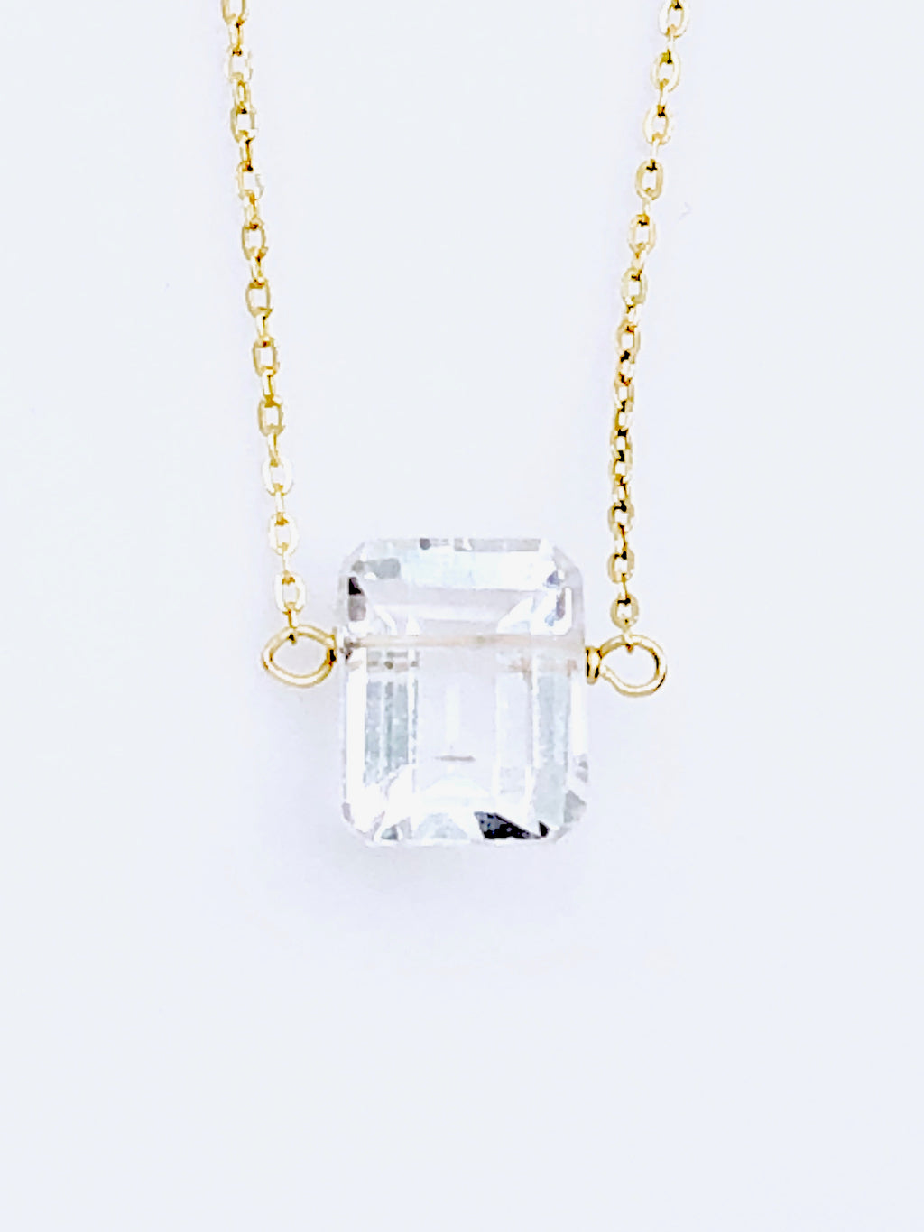 Crystal Quartz Emerald Cut Necklace