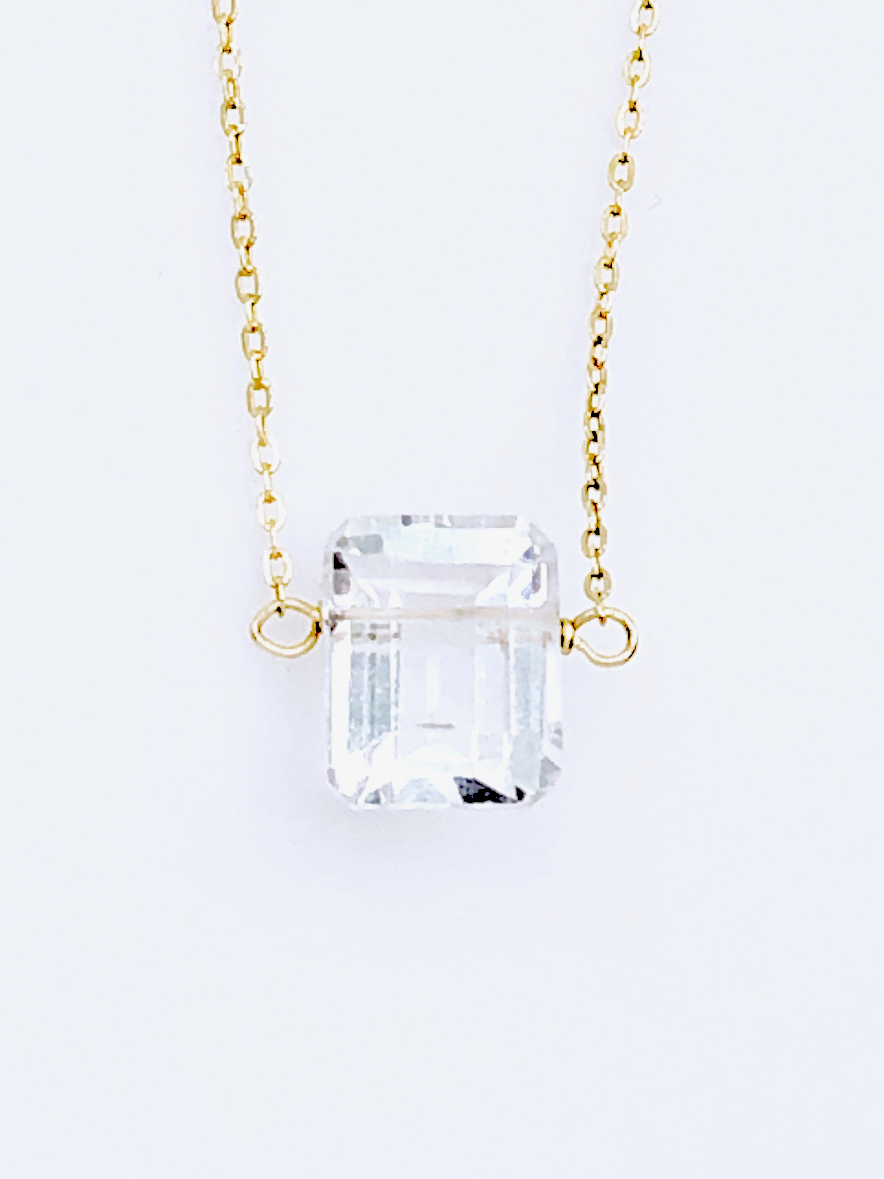 Crystal Quartz Emerald Cut Necklace