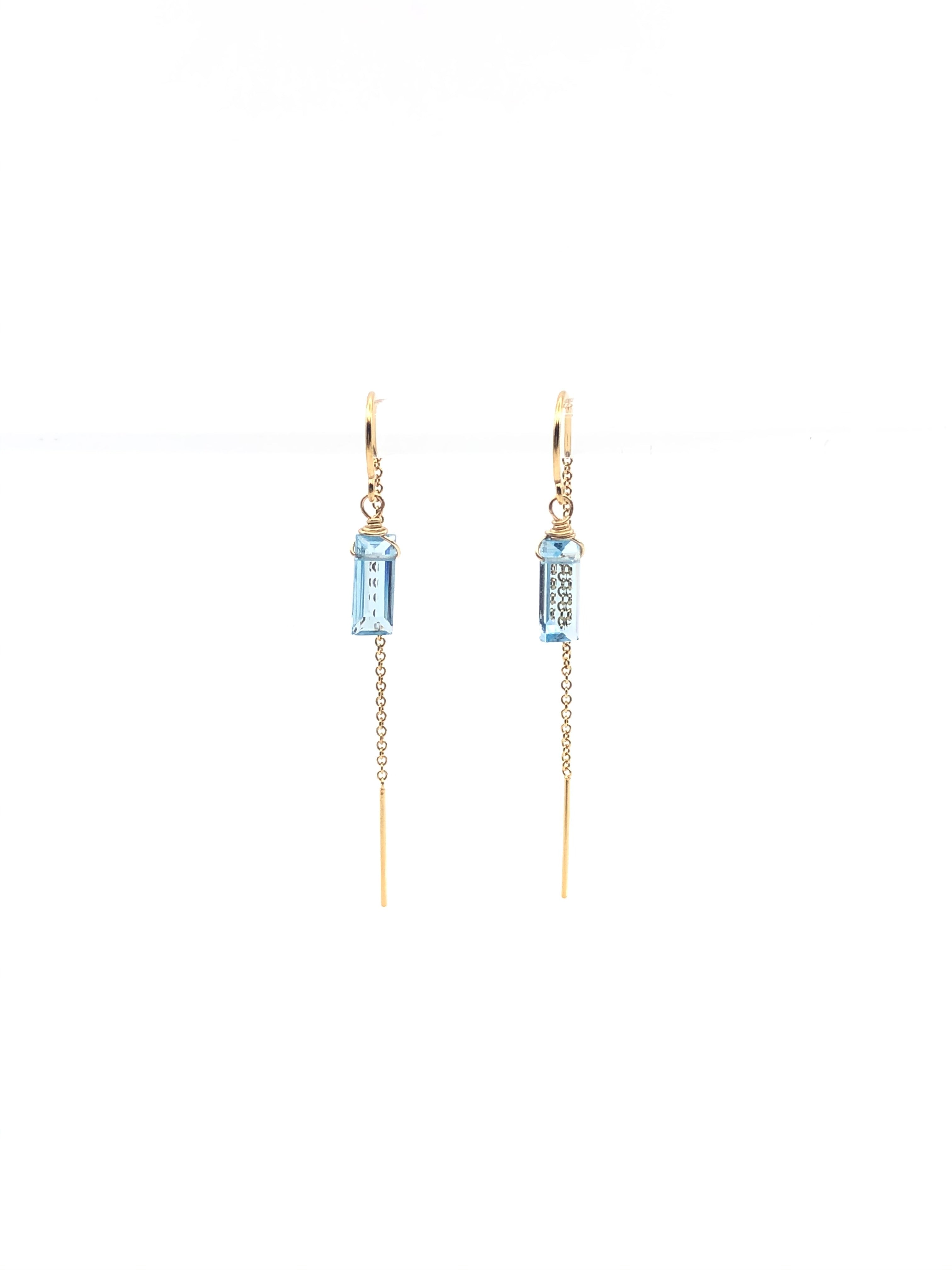 Blue Topaz Threader Earrings