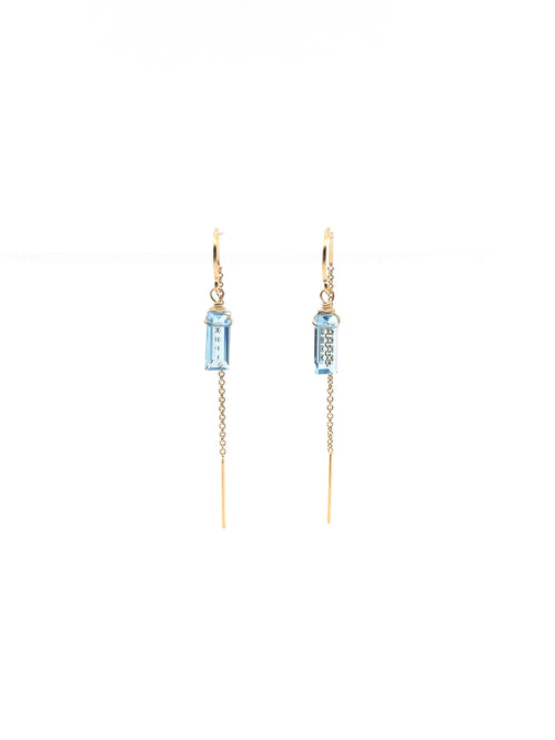 Blue Topaz Threader Earrings