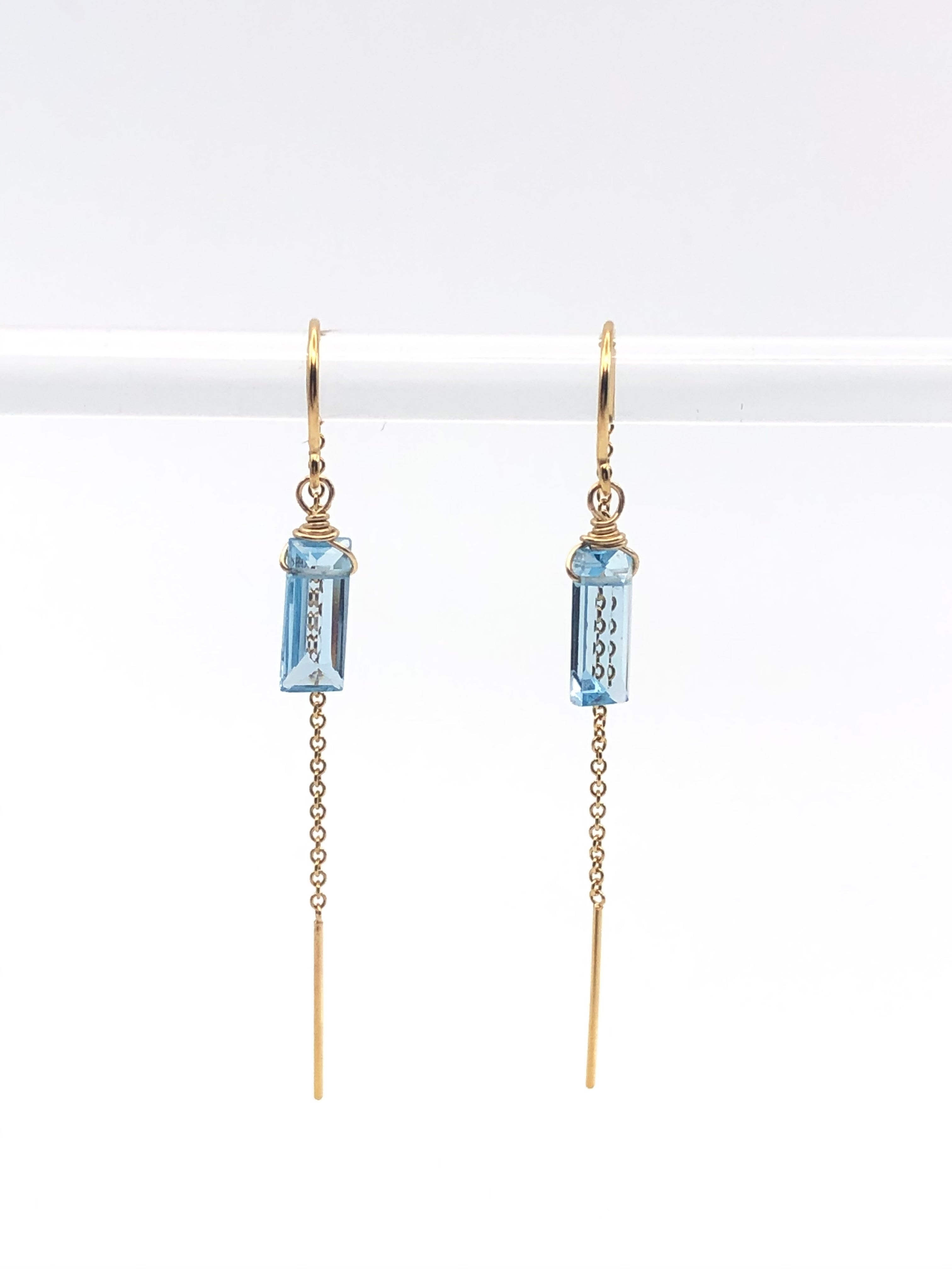 Blue Topaz Threader Earrings