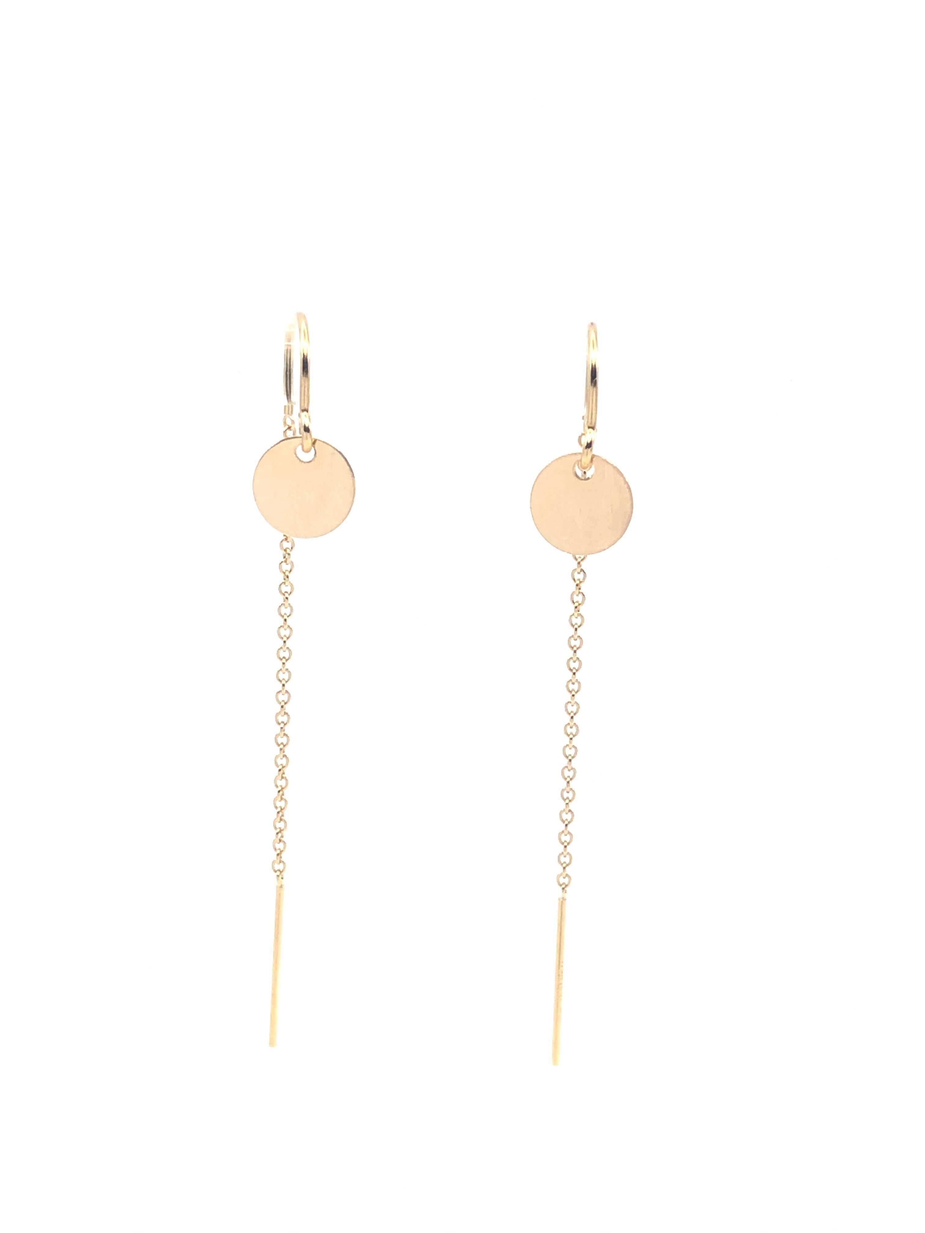 Silver Disk Threader Earrings