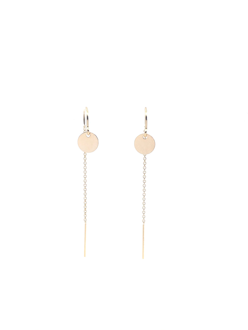 Gold Disk Threader Earrings