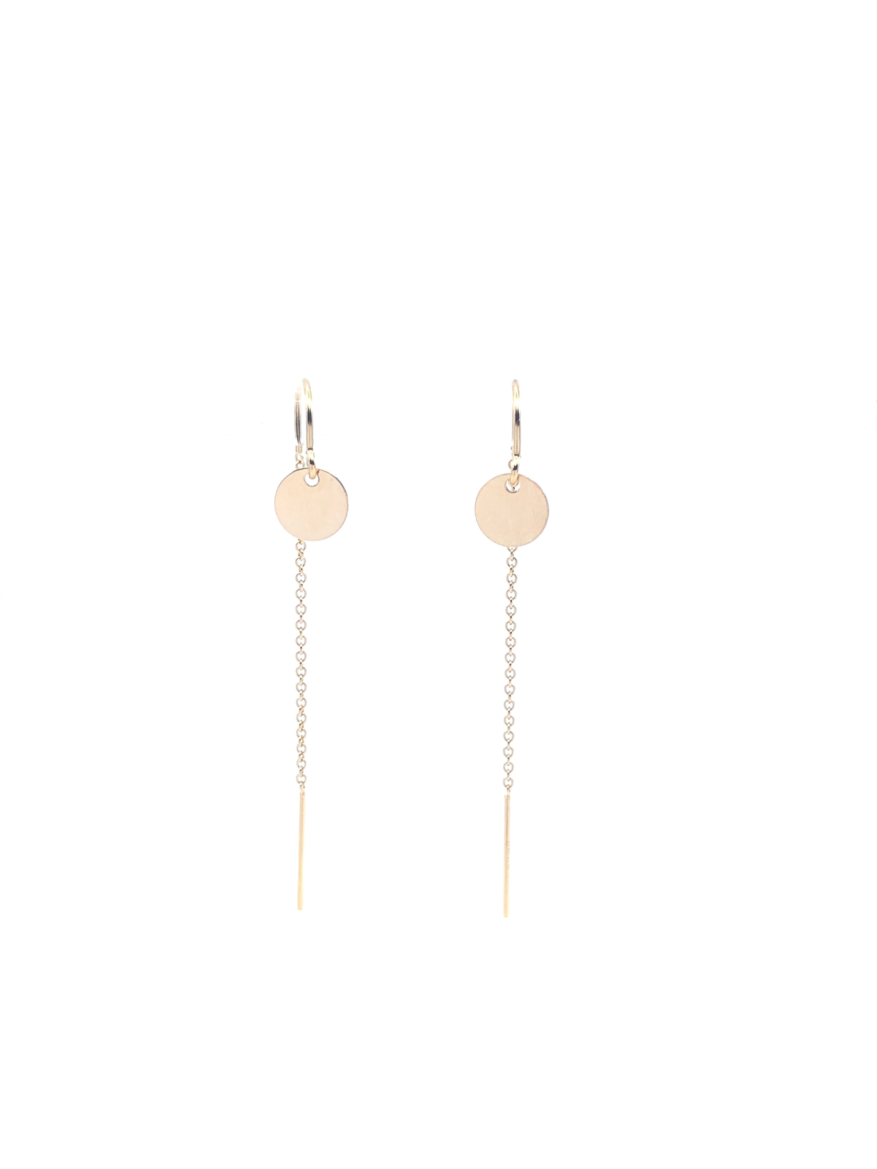 Gold Disk Threader Earrings