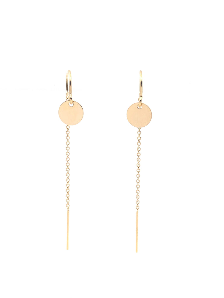 Gold Disk Threader Earrings