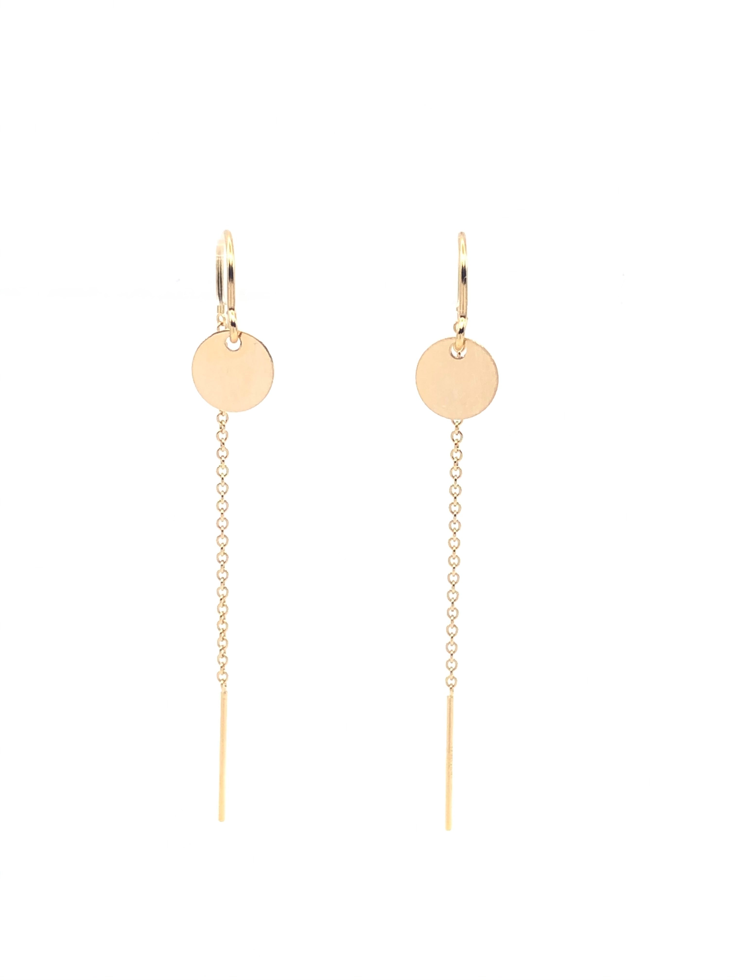 Silver Disk Threader Earrings