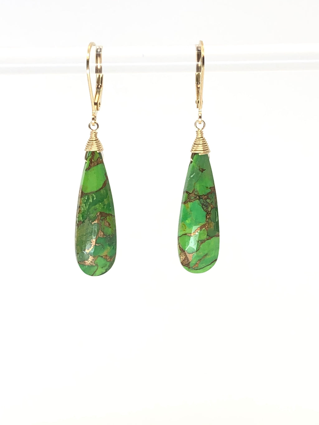 Green Turquoise Tear Drop Earrings
