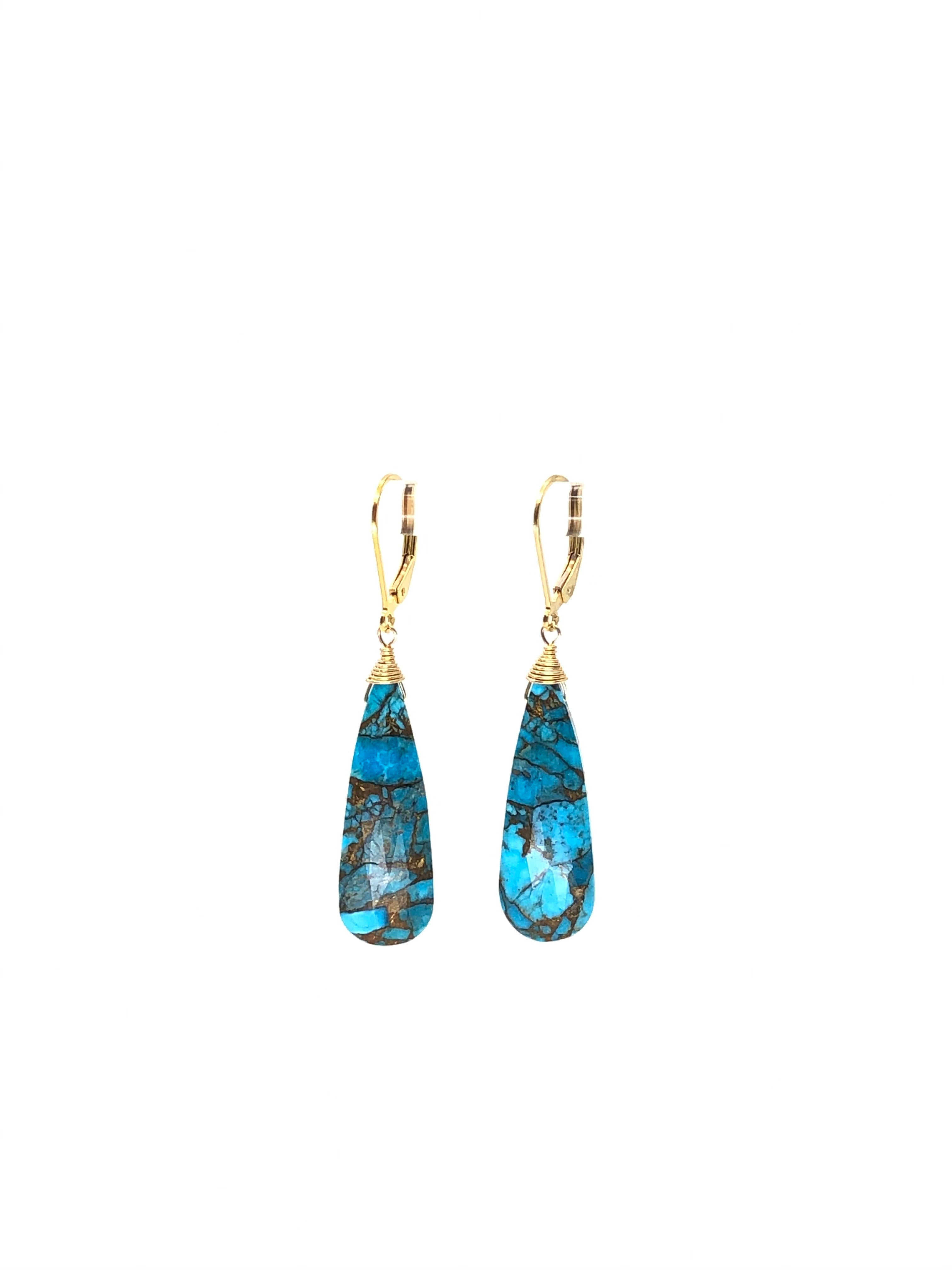 Blue Turquoise Tear Drop Earrings