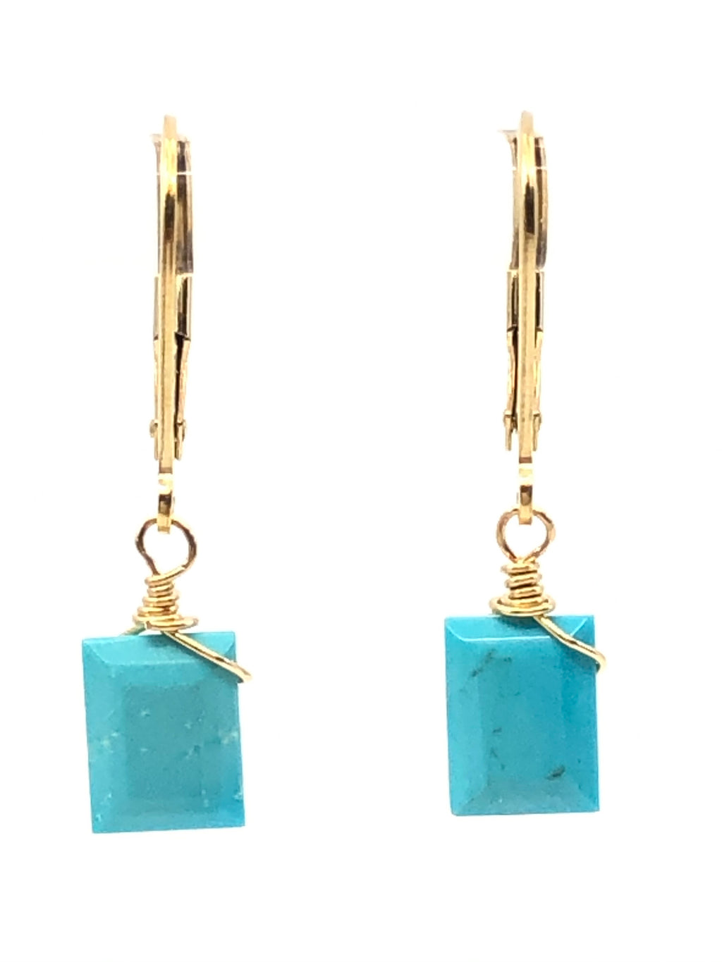 Turquoise Rectangle Earrings 14kt Gold Fill