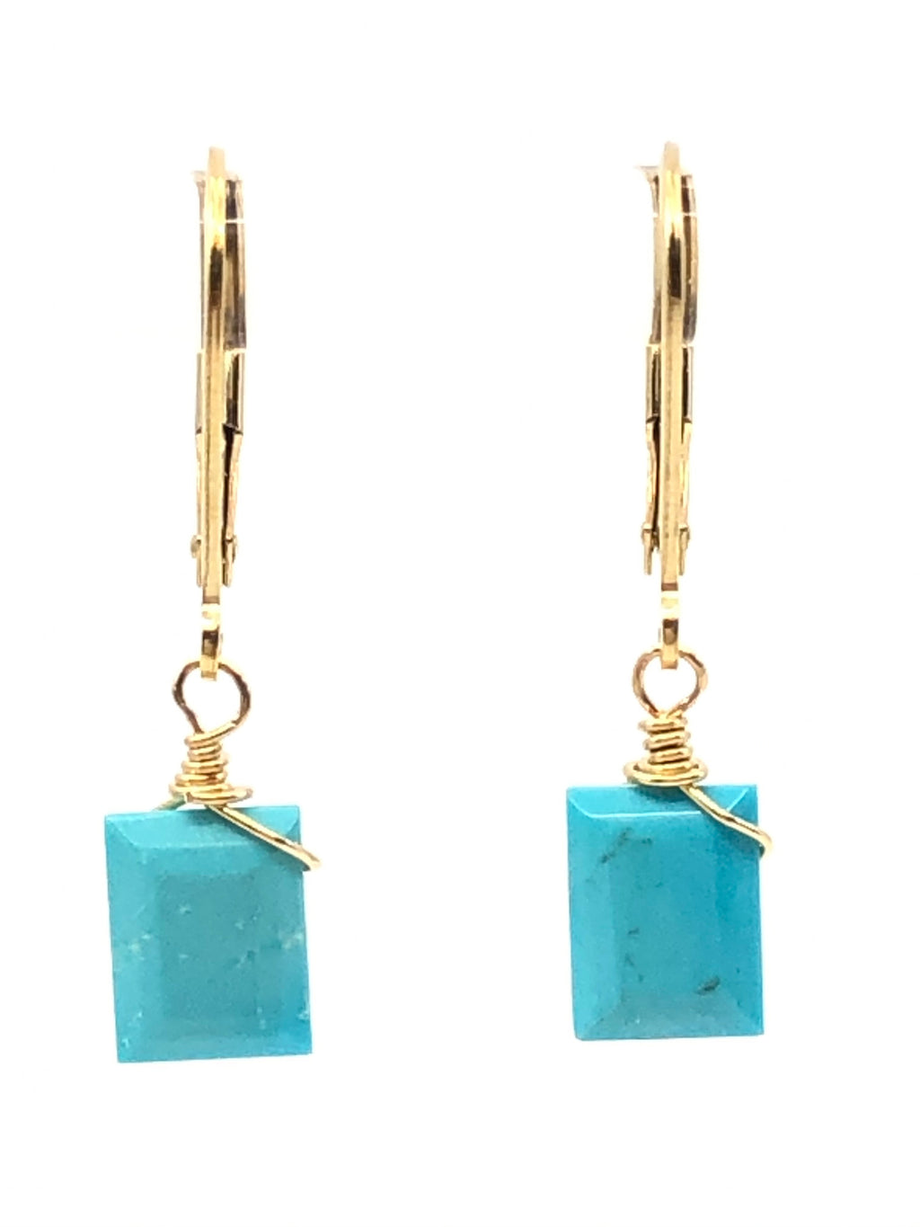 Turquoise Rectangle Earrings Silver