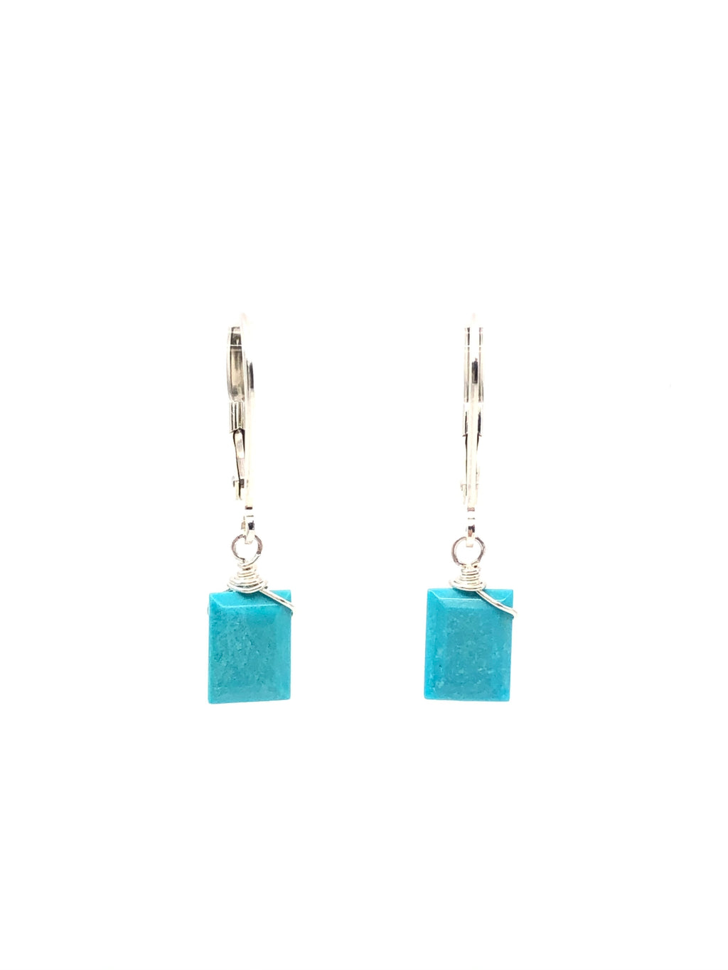 Turquoise Rectangle Earrings 14kt Gold Fill
