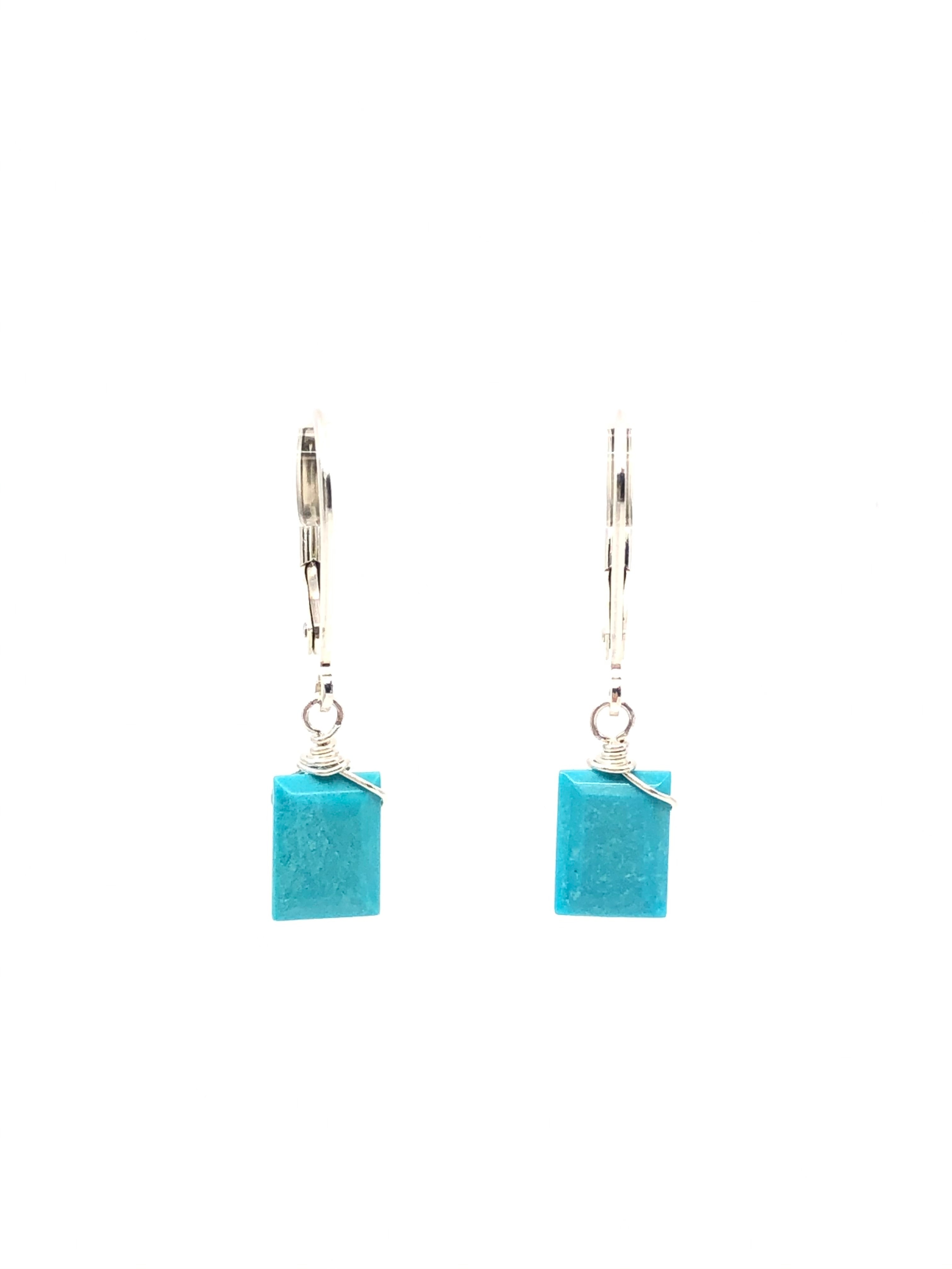 Turquoise Rectangle Earrings Silver