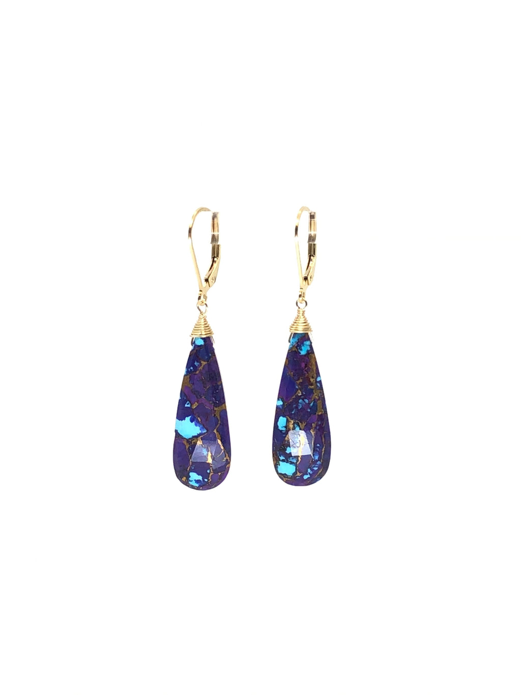 Purple Turquoise Tear Drop Earrings