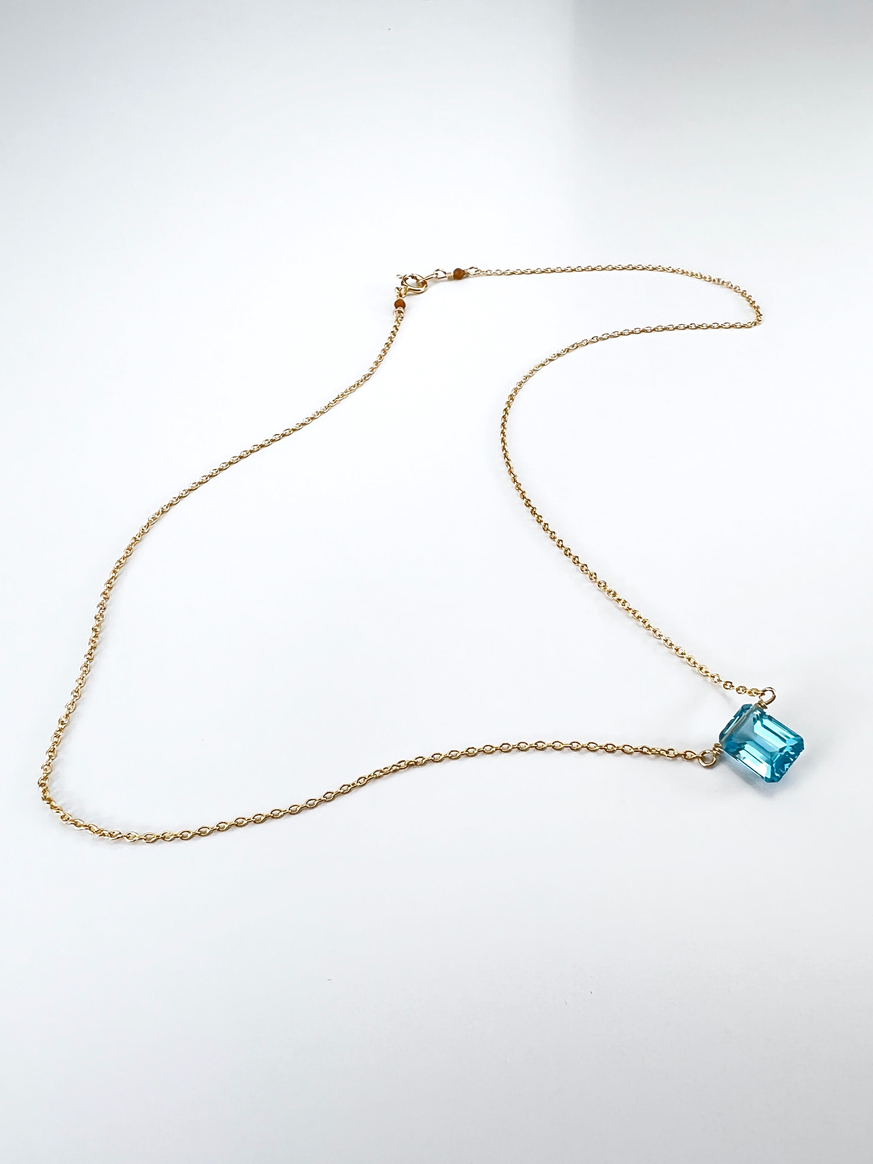 Swiss Blue Topaz Rectangle cut necklace