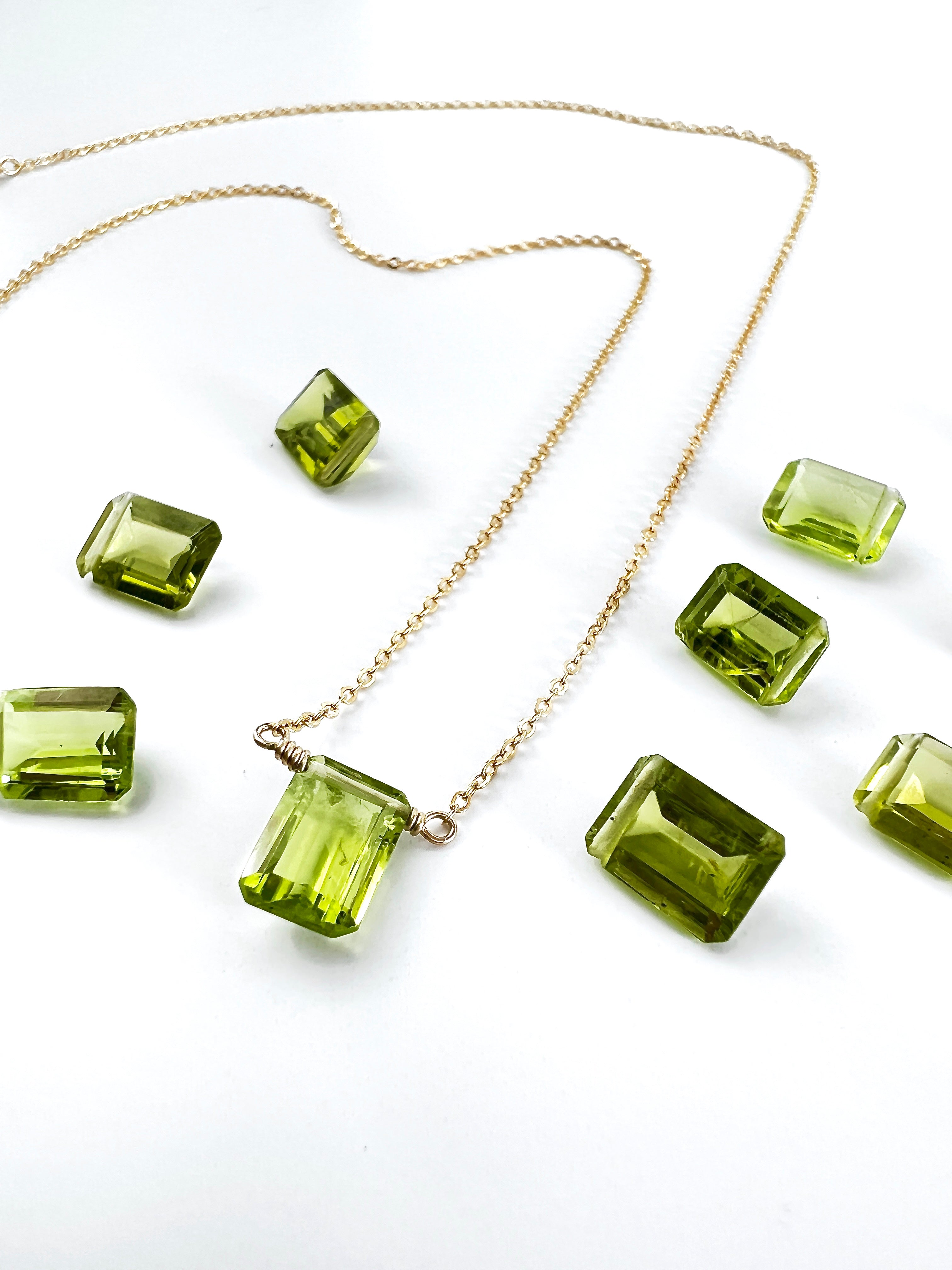 Peridot Rectangle Cut Necklace
