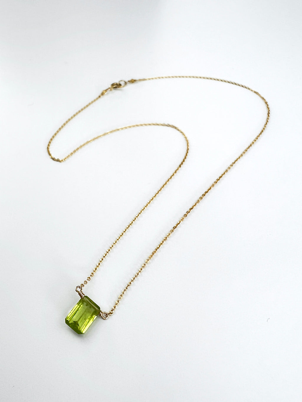Peridot Rectangle Cut Necklace