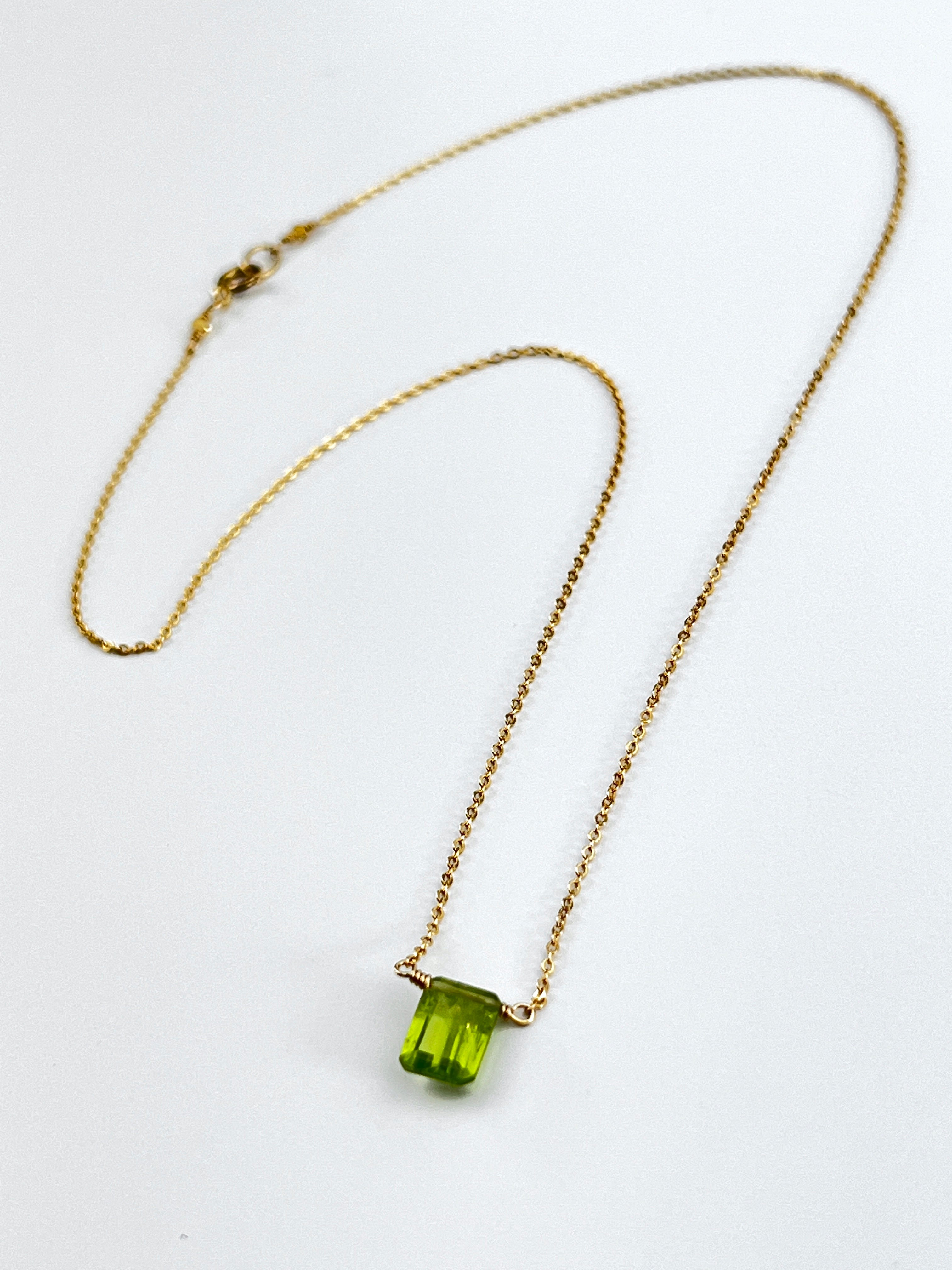 Peridot Rectangle Cut Necklace