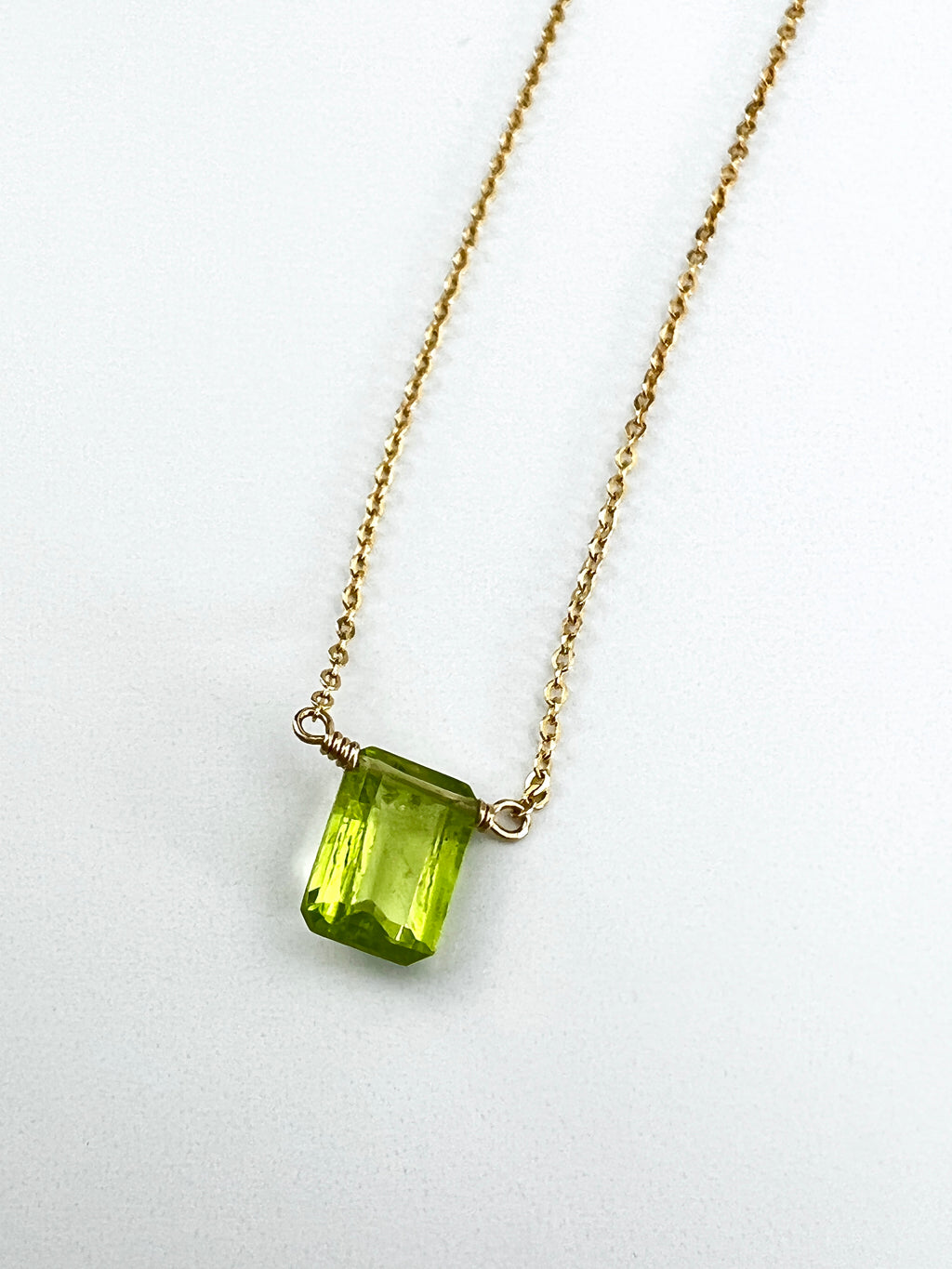 Peridot Rectangle Cut Necklace