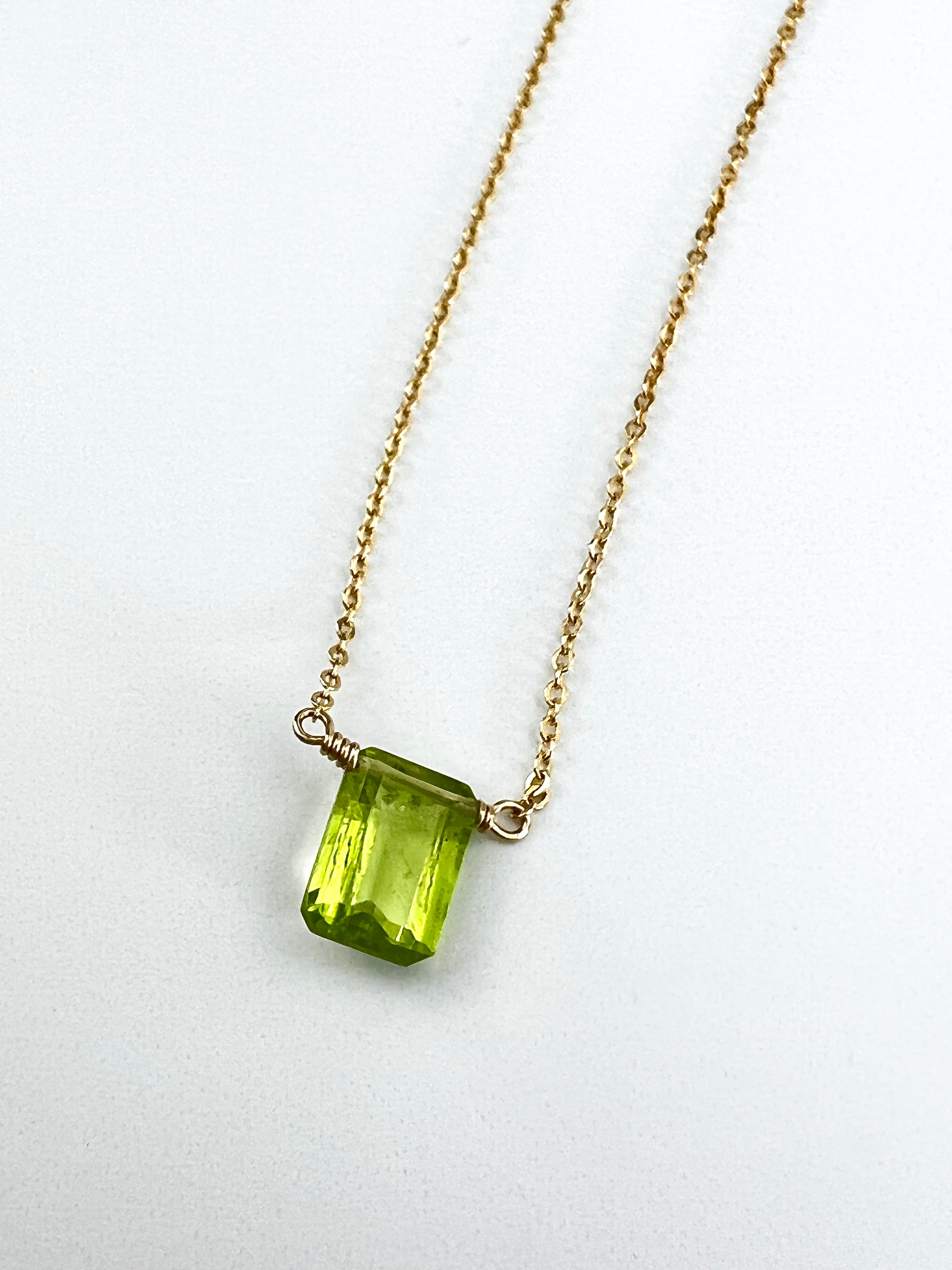 Peridot Rectangle Cut Necklace