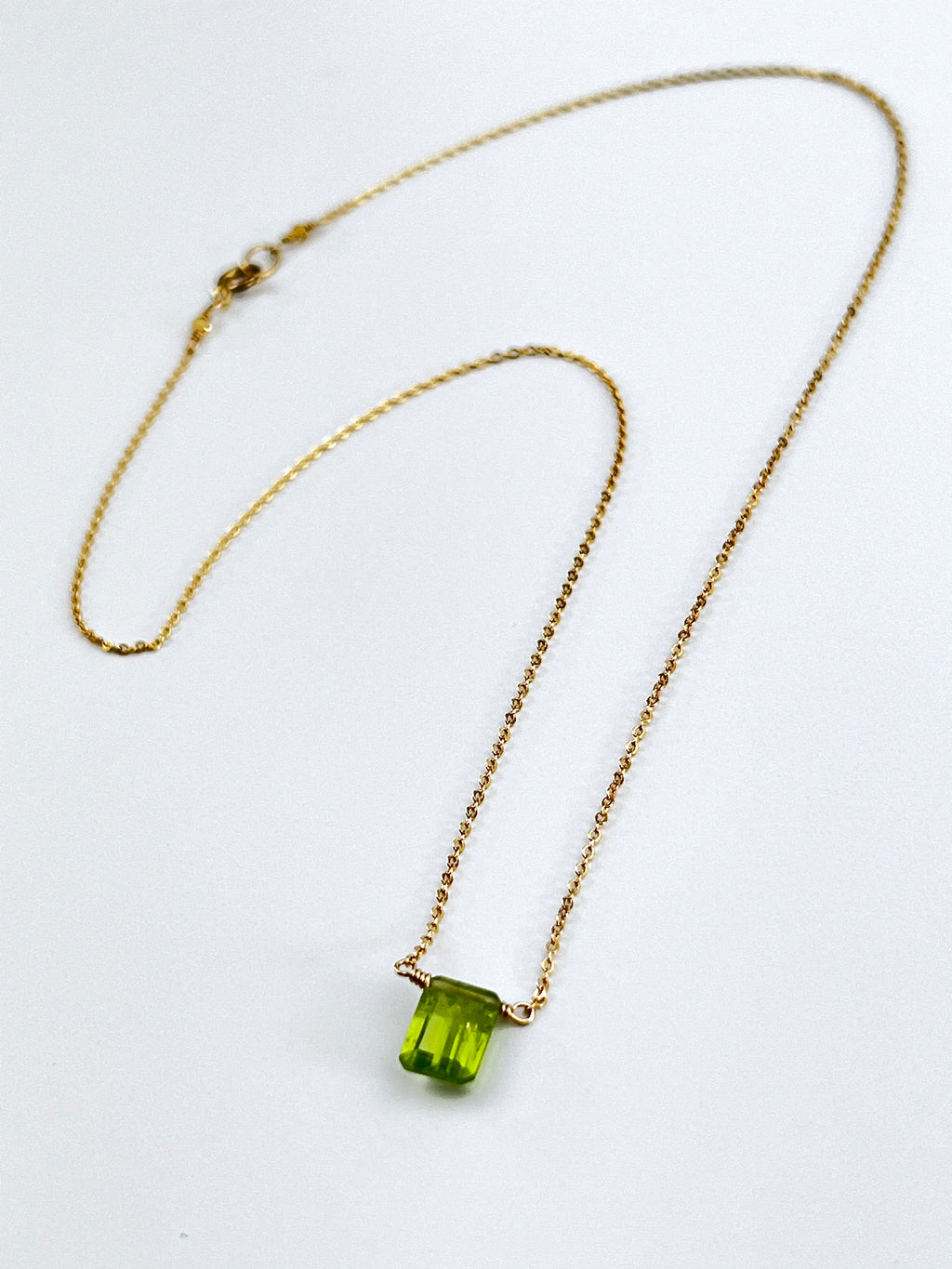 Peridot Rectangle Cut Necklace