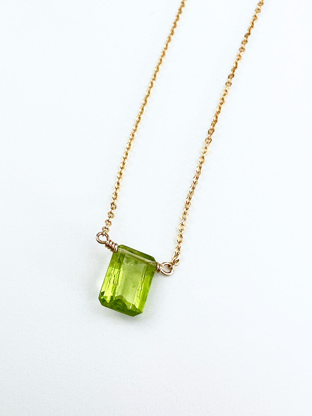 Peridot Rectangle Cut Necklace
