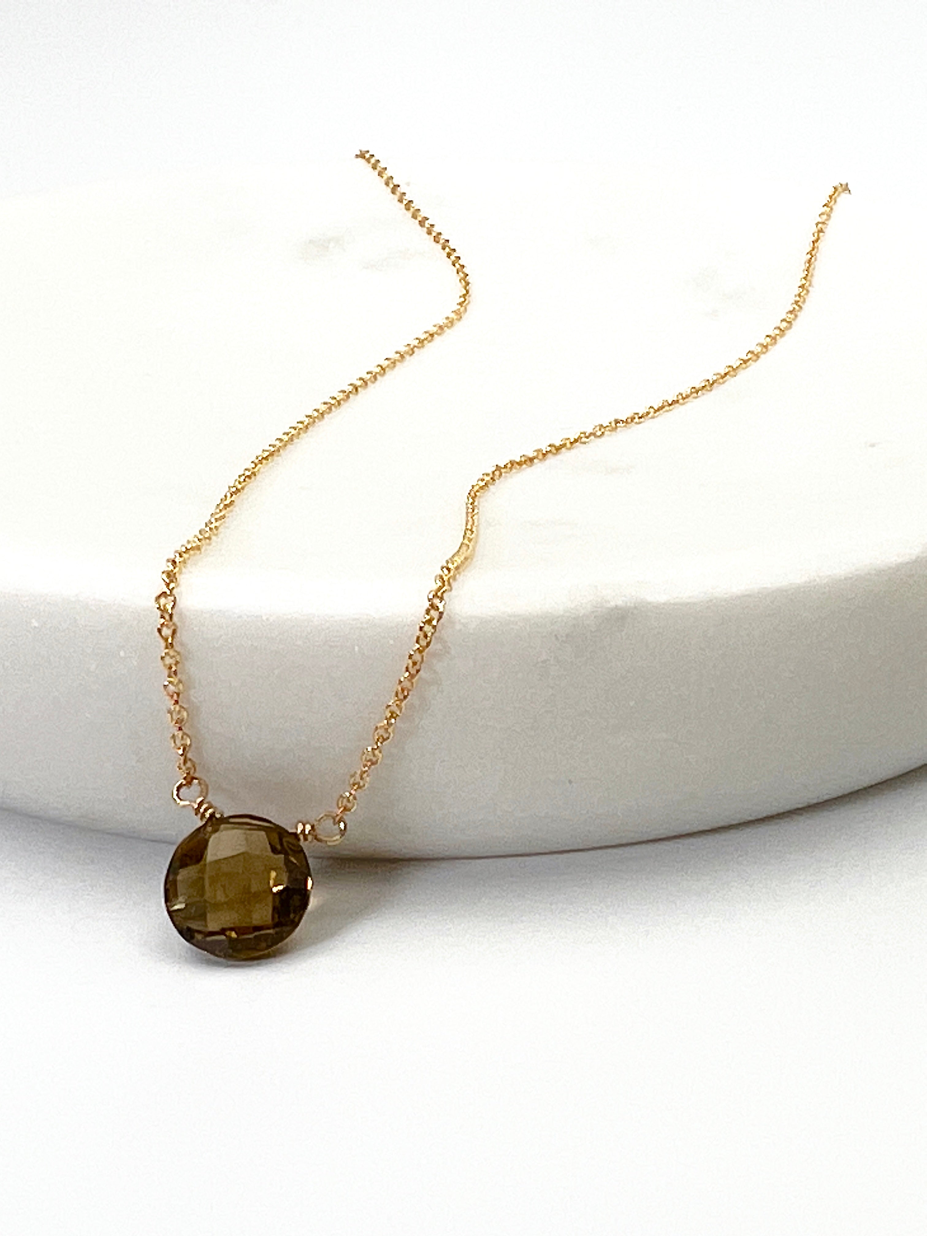 Citrine Coin Necklace