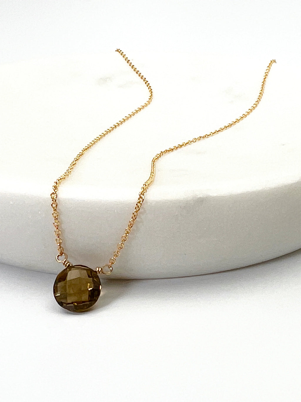 Smoky Topaz Coin Necklace