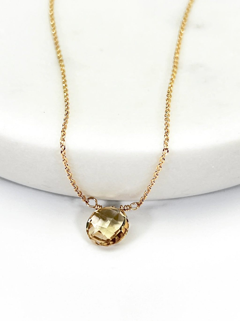 Smoky Topaz Coin Necklace