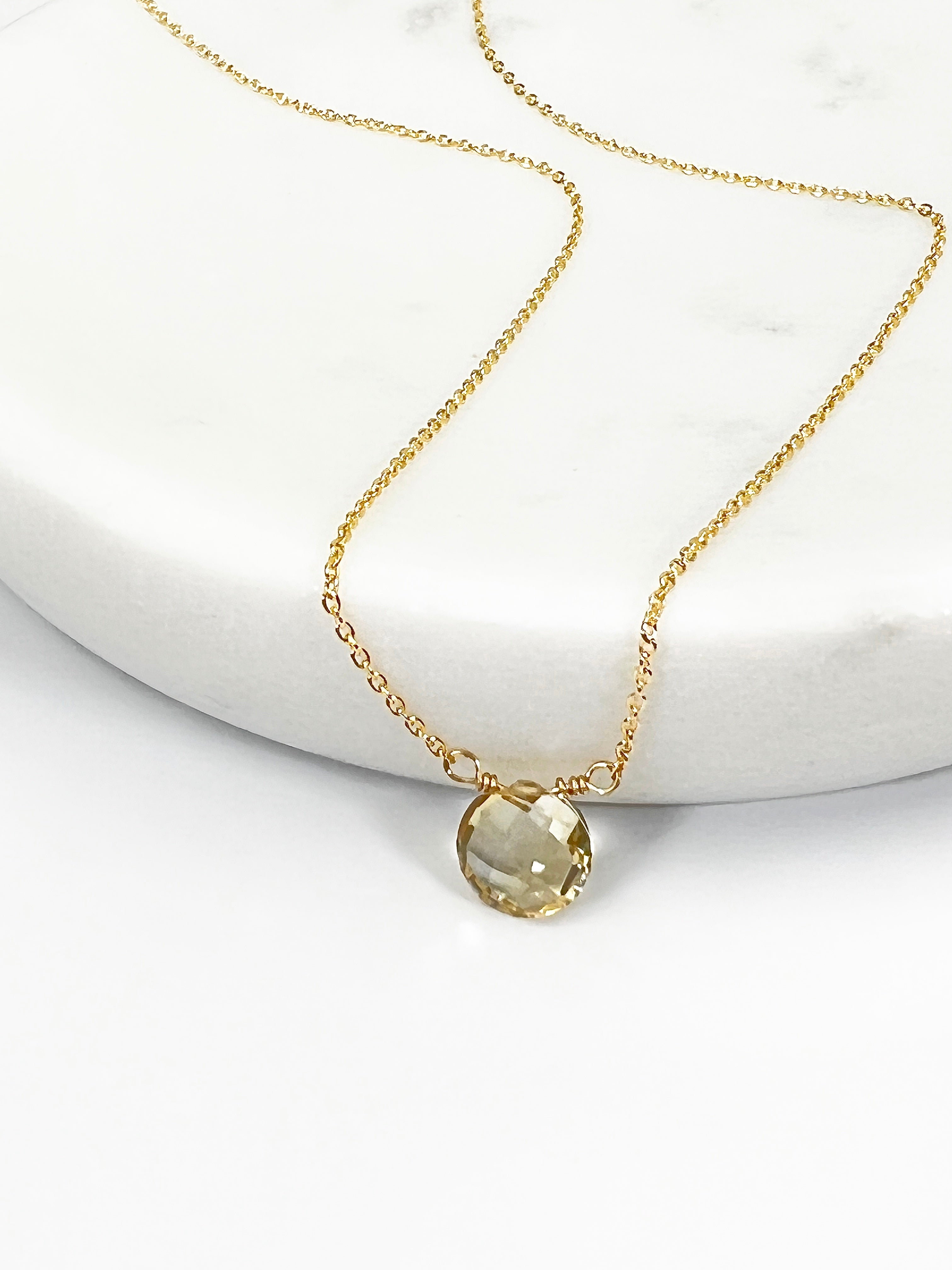 Citrine Coin Necklace