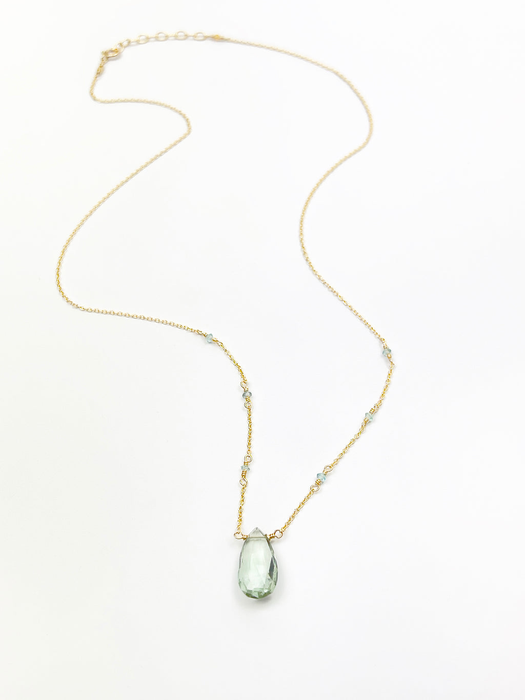 Green Amethyst Beaded Chain Necklace