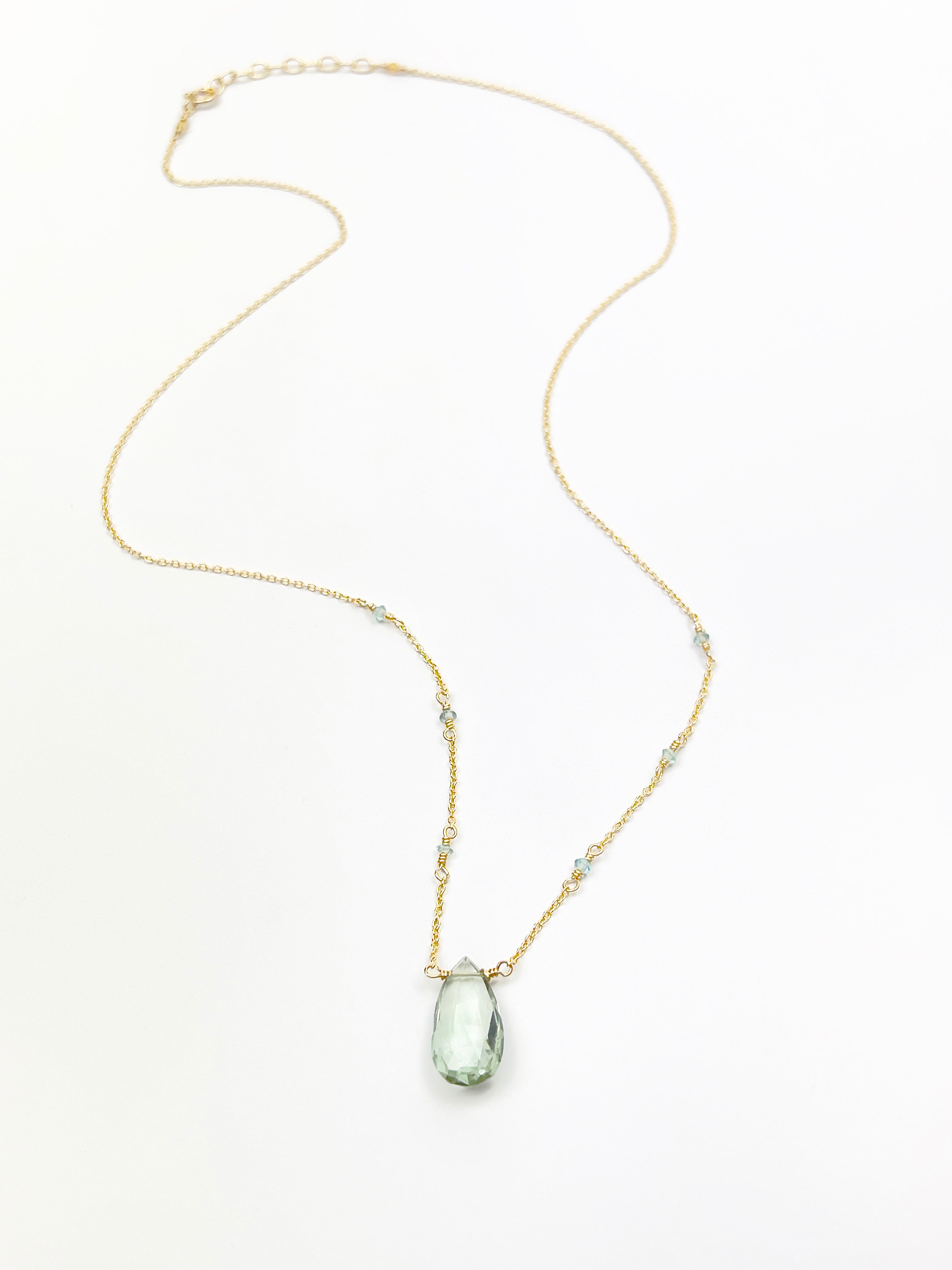 Green Amethyst Beaded Chain Necklace