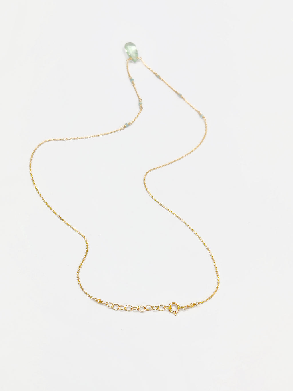 Green Amethyst Beaded Chain Necklace
