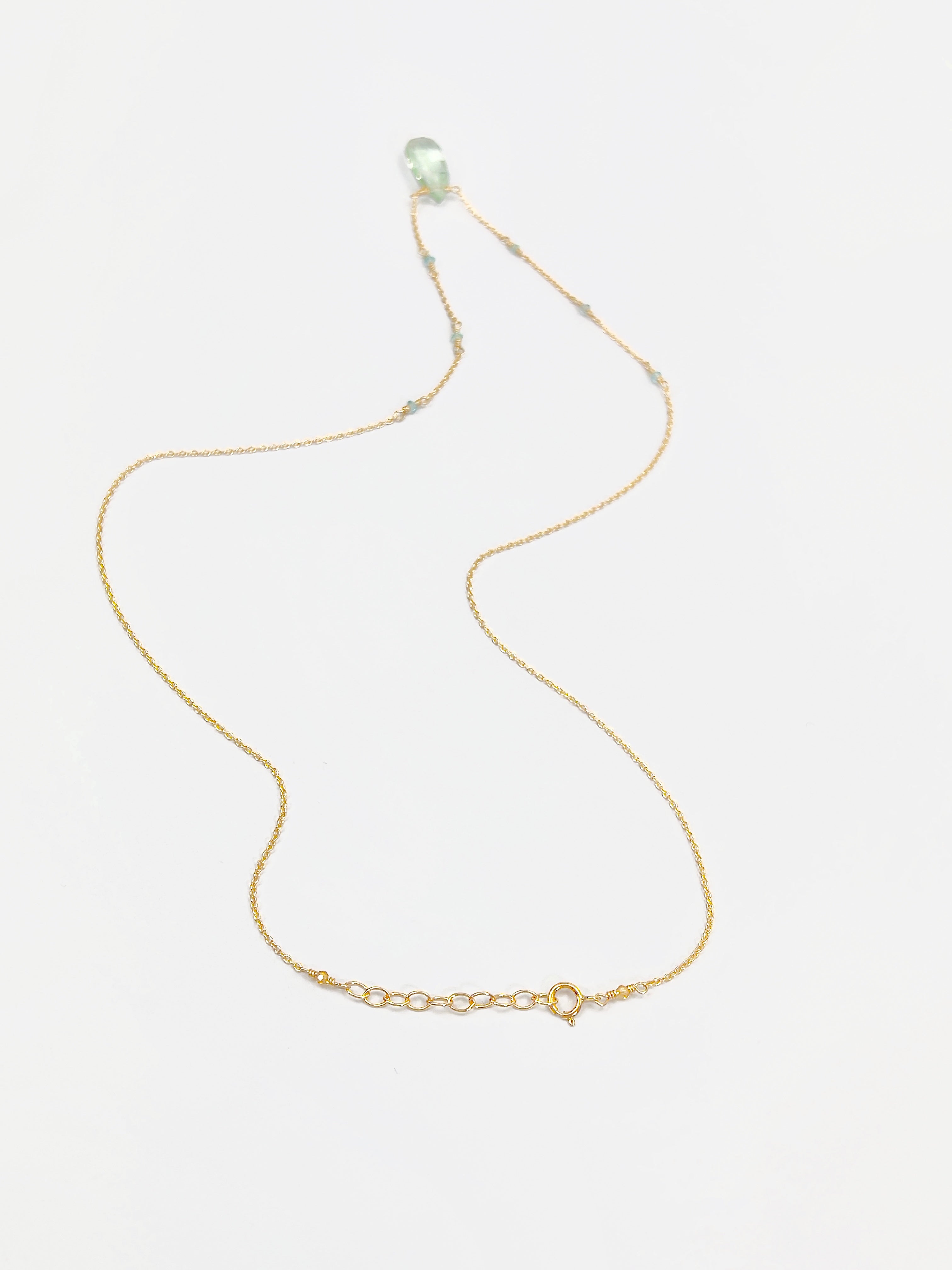 Green Amethyst Beaded Chain Necklace