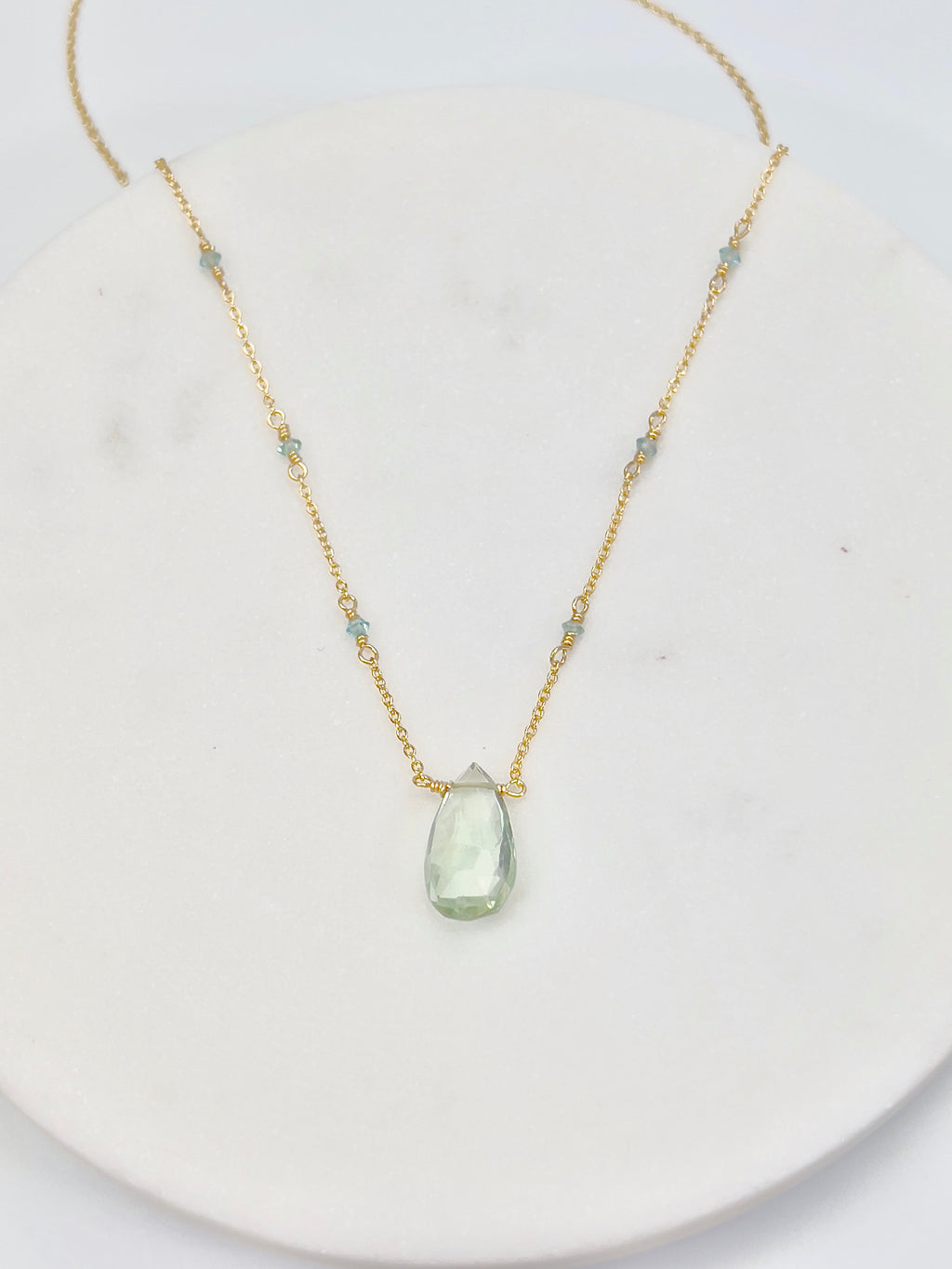 Green Amethyst Beaded Chain Necklace