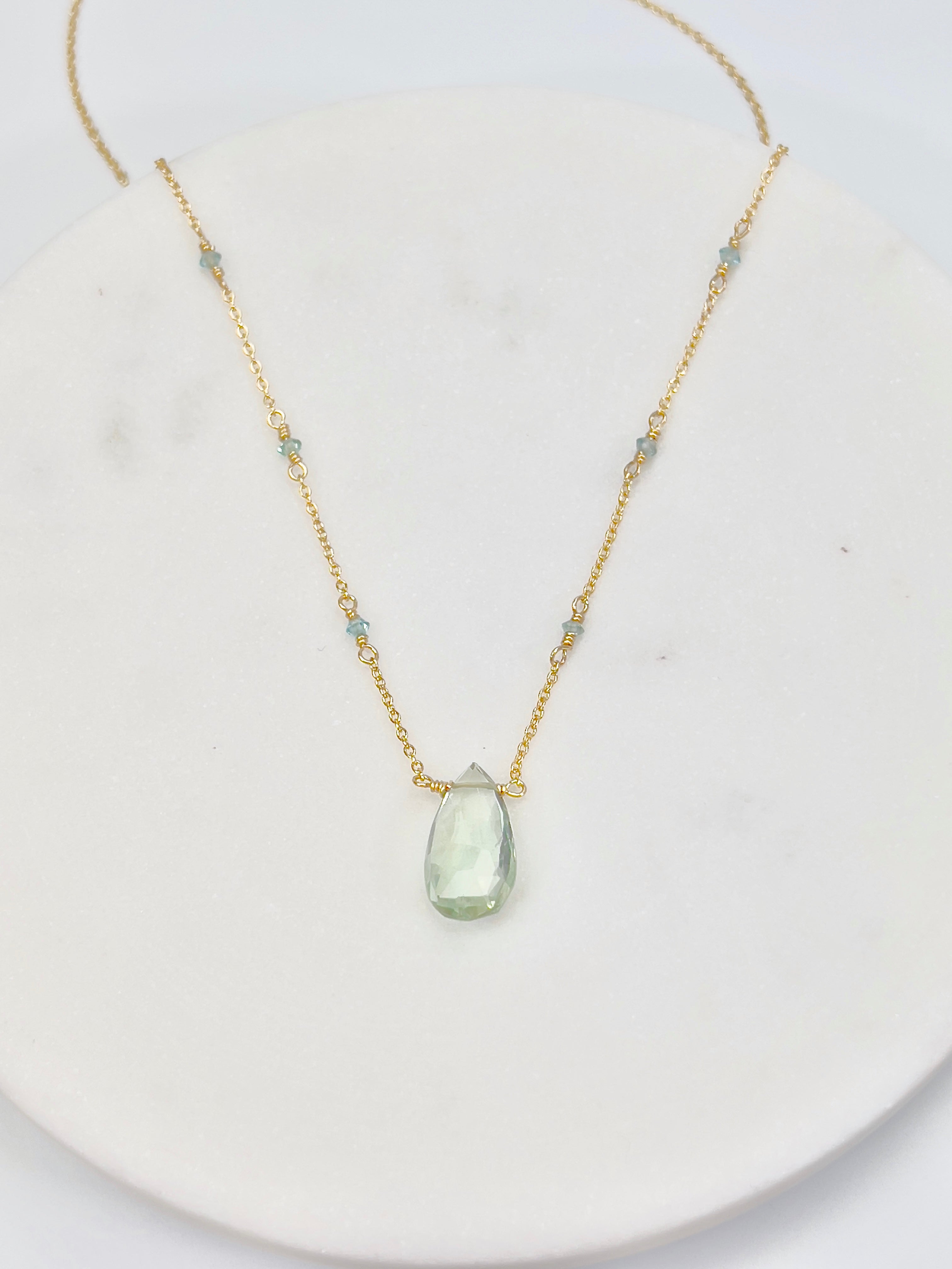 Green Amethyst Beaded Chain Necklace