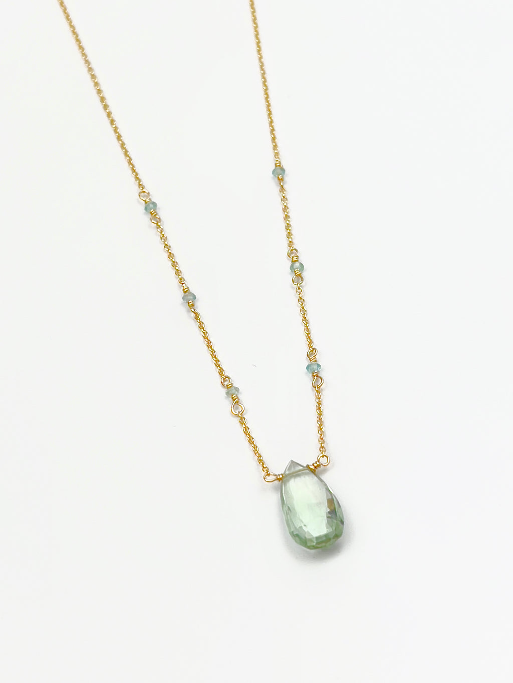 Green Amethyst Beaded Chain Necklace