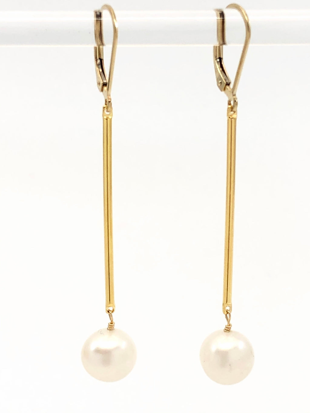 Pearl Bar Drop Earrings Silver