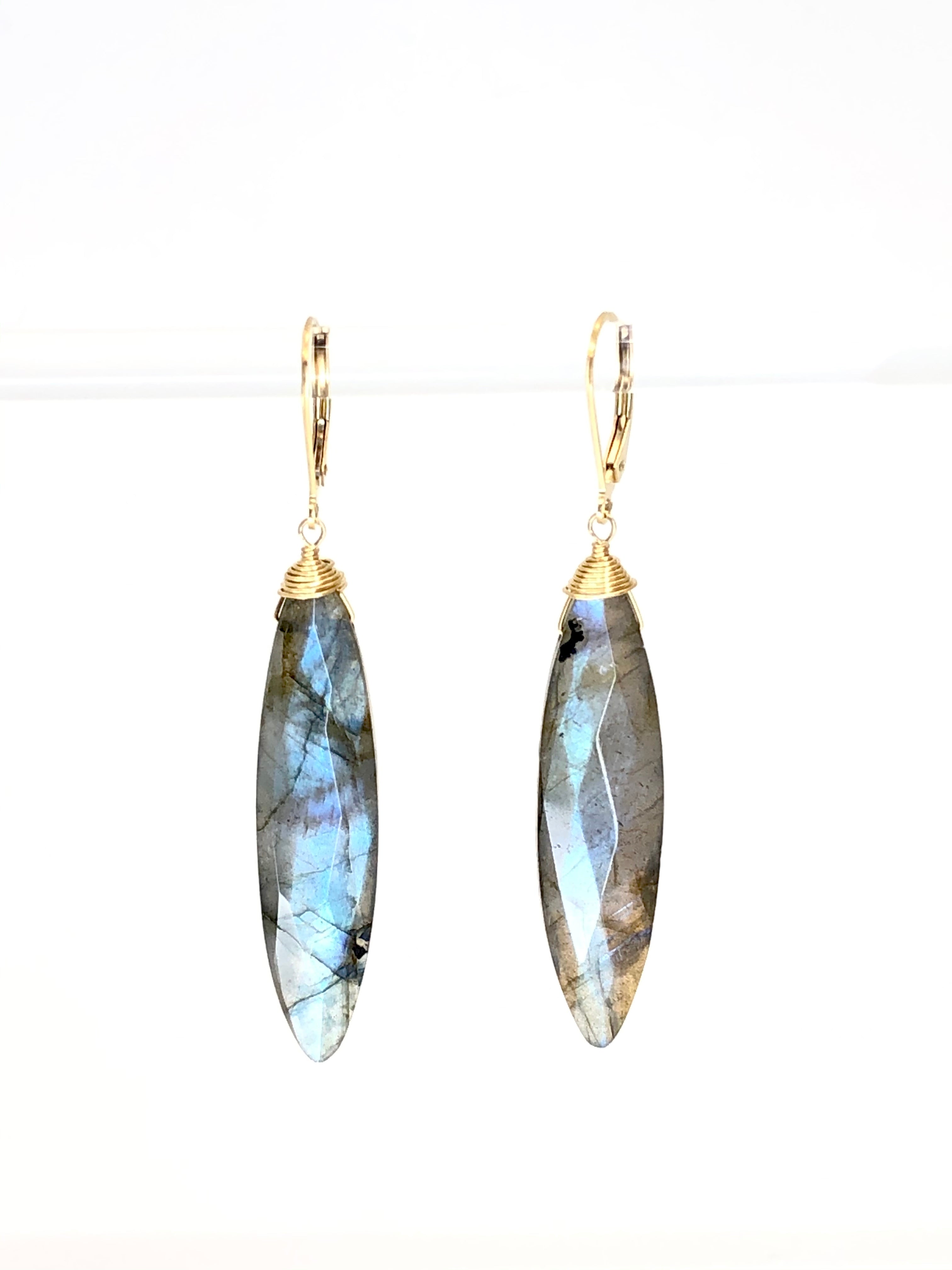 Labradorite Marquise Cut Earrings